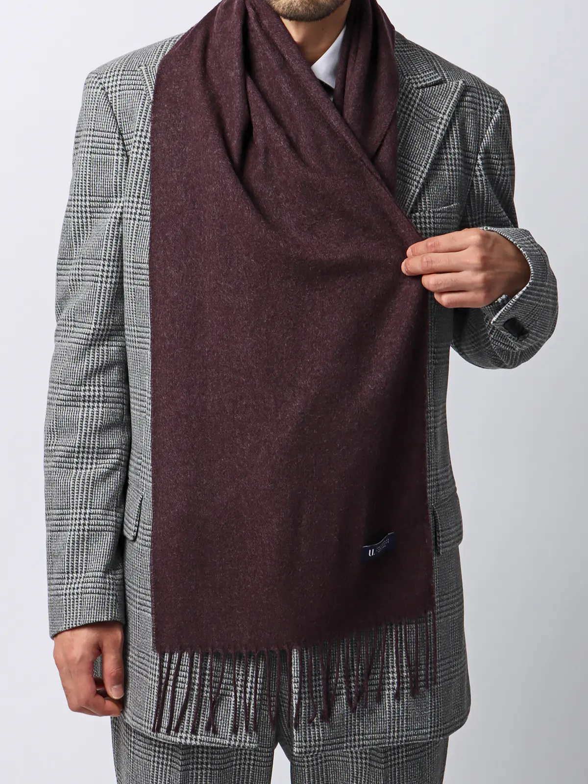 マフラー／アクリル／無地 ボルドー F