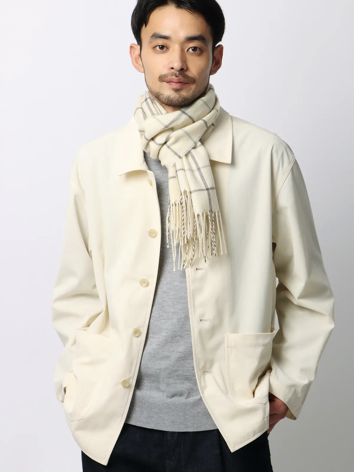 マフラー/アクリル/ウインドーペーン オフホワイト F