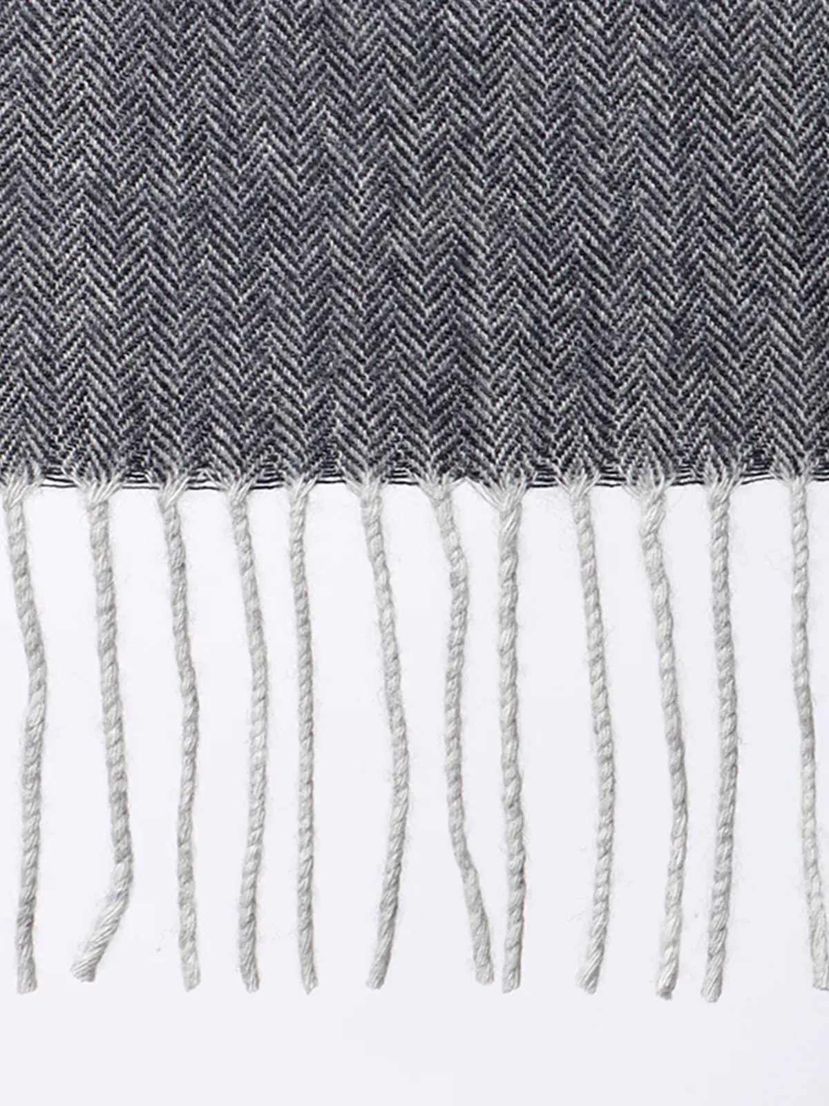 マフラー／シルケットウール／ヘリンボーン グレー F