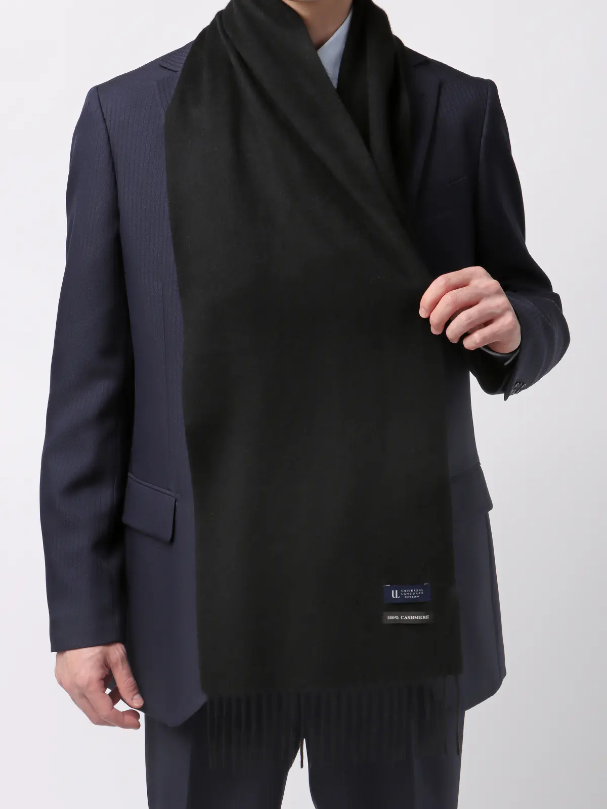 マフラー／カシミヤ／無地 ブラック F