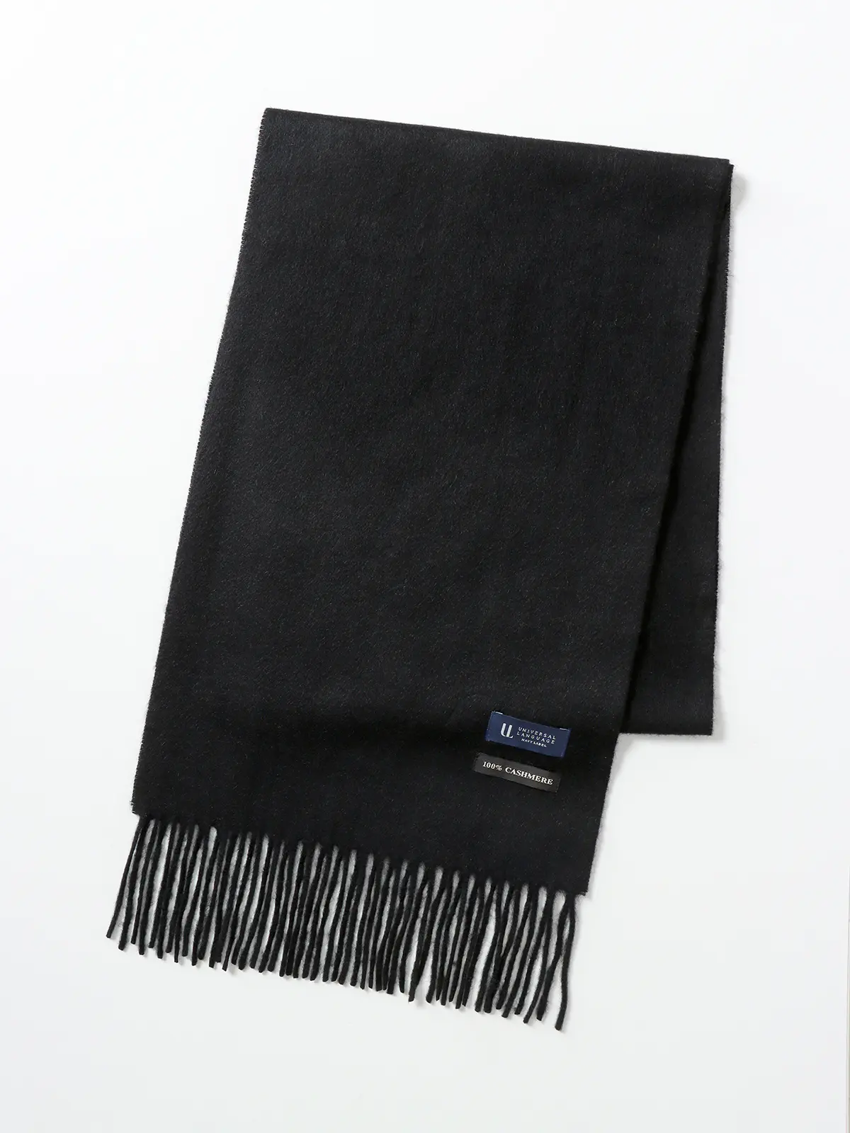 マフラー／カシミヤ／無地 ブラック F