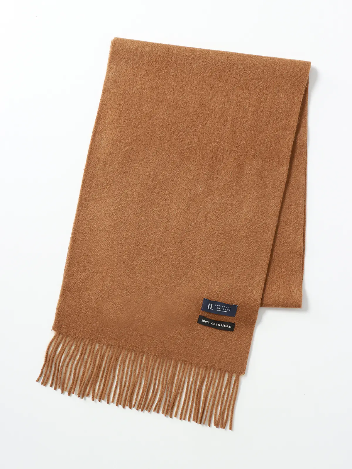 マフラー／カシミヤ／無地 キャメル F