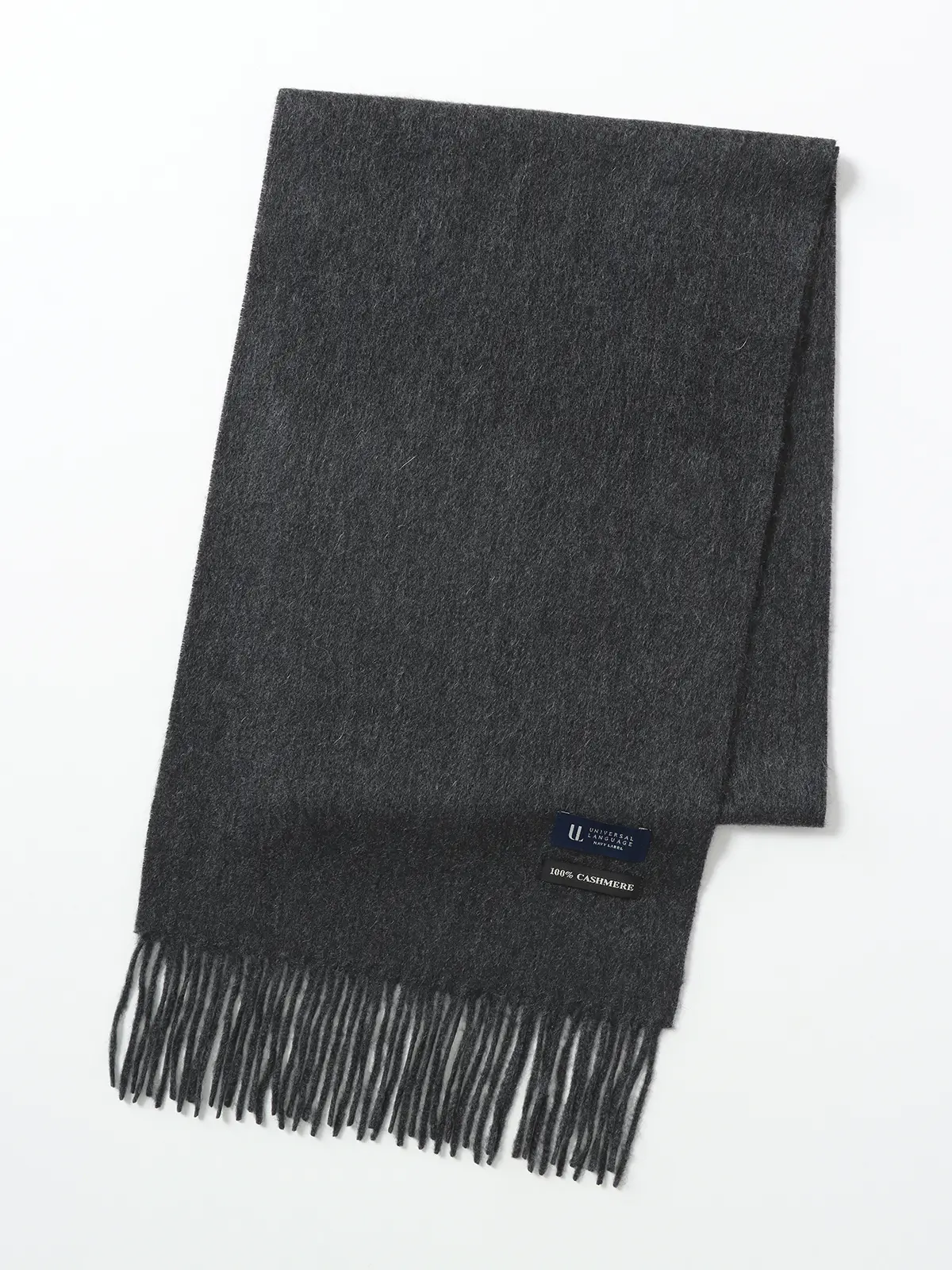 マフラー／カシミヤ／無地 グレー F