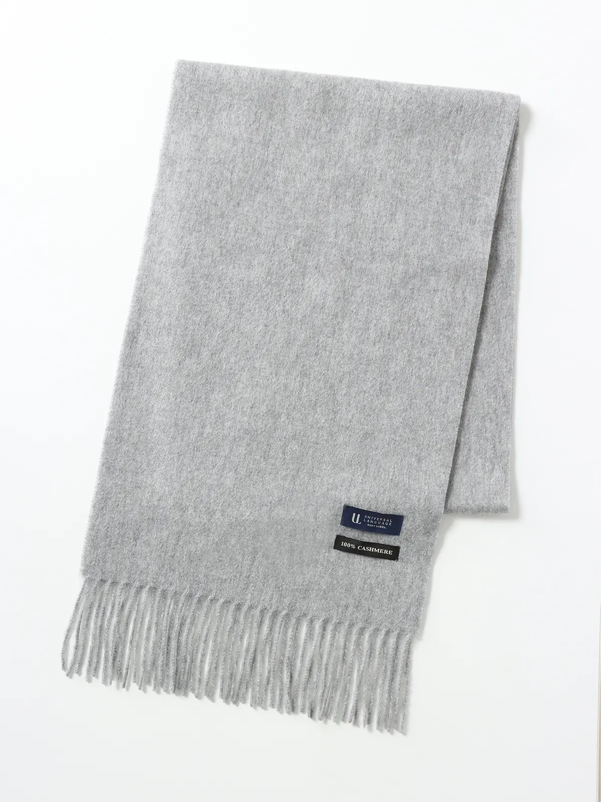 マフラー／カシミヤ／無地 ライトグレー F