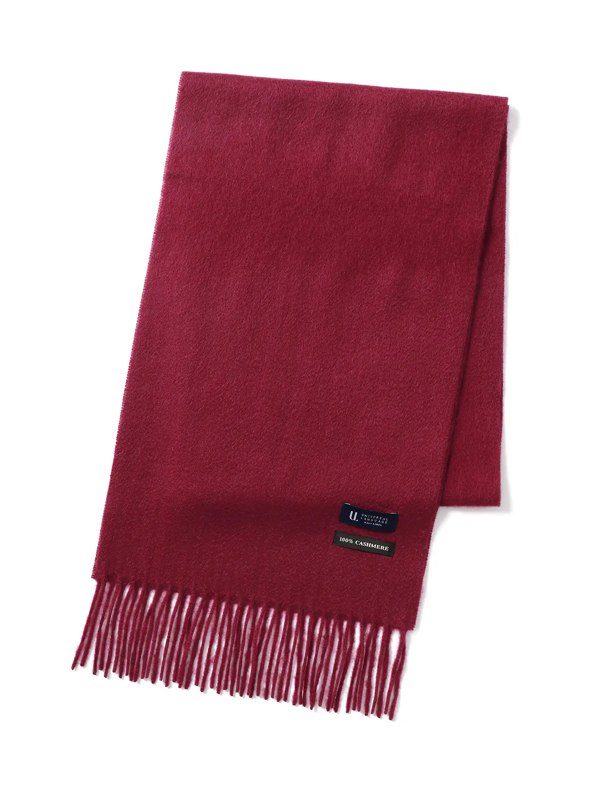 マフラー／カシミヤ／無地 ワイン F