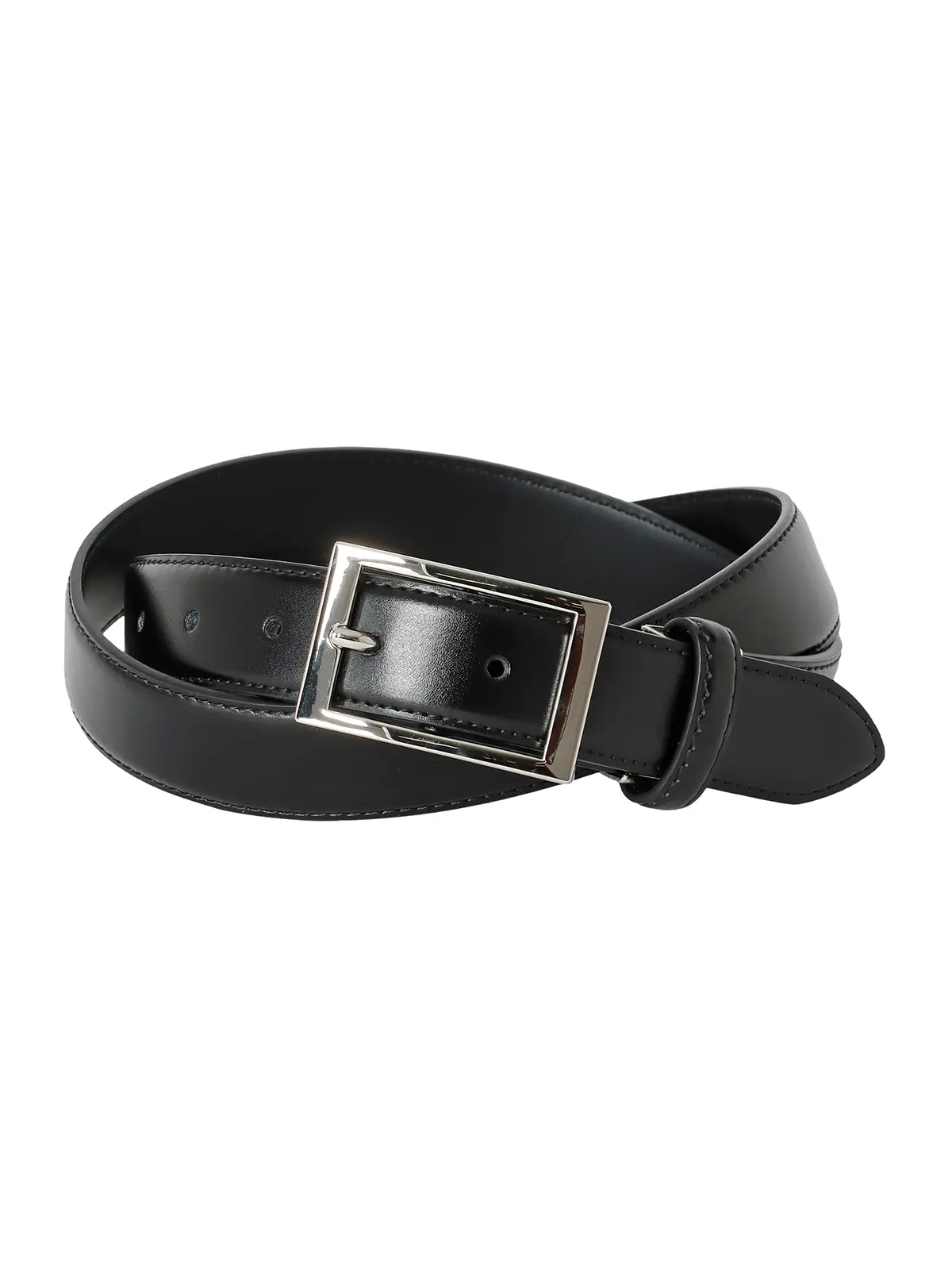 ベルト／レザー／シルバーバックル ブラック F