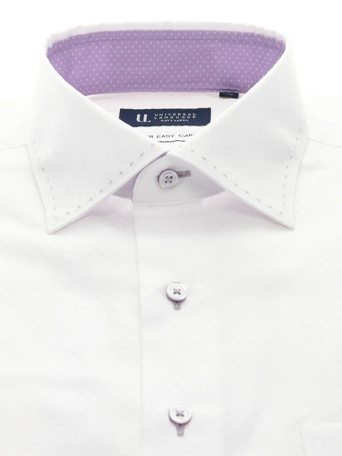 WEB限定／ワイシャツ／長袖／形態安定／ワイドカラー／BASIC／ドレスシャツ ホワイト S