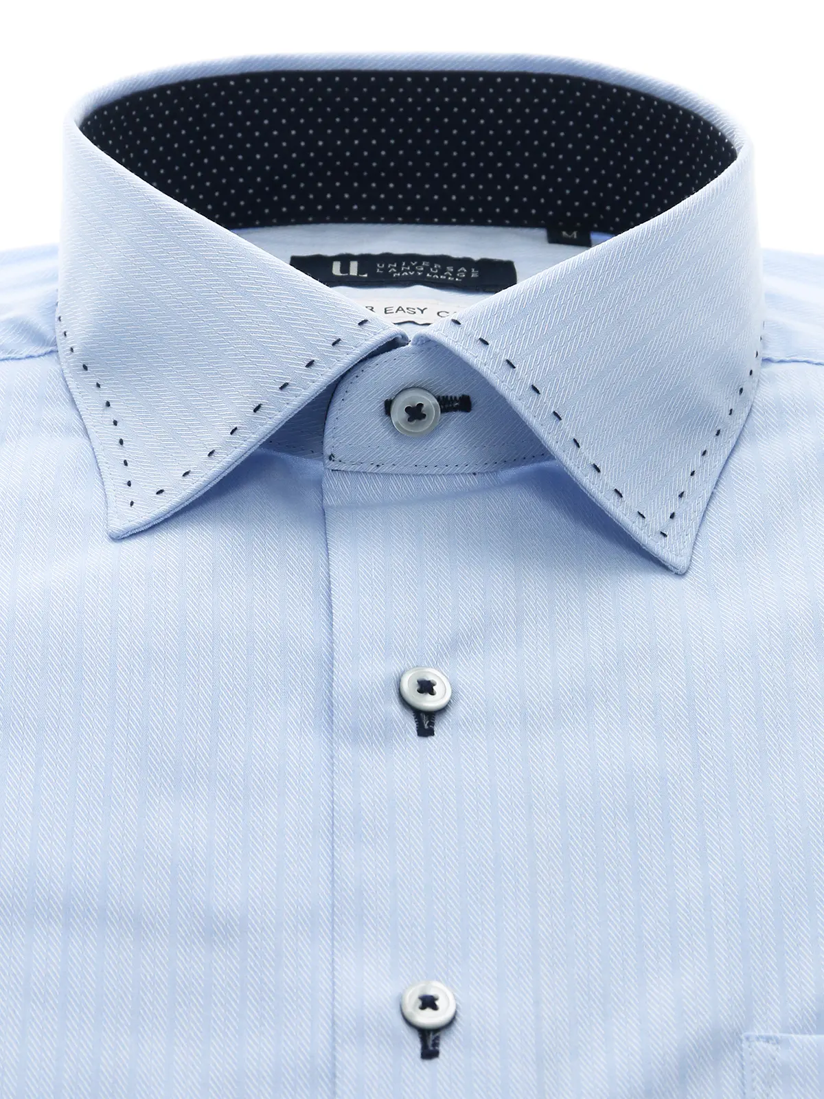 WEB限定／ワイシャツ／長袖／形態安定／ワイドカラー／BASIC／ドレスシャツ サックス S