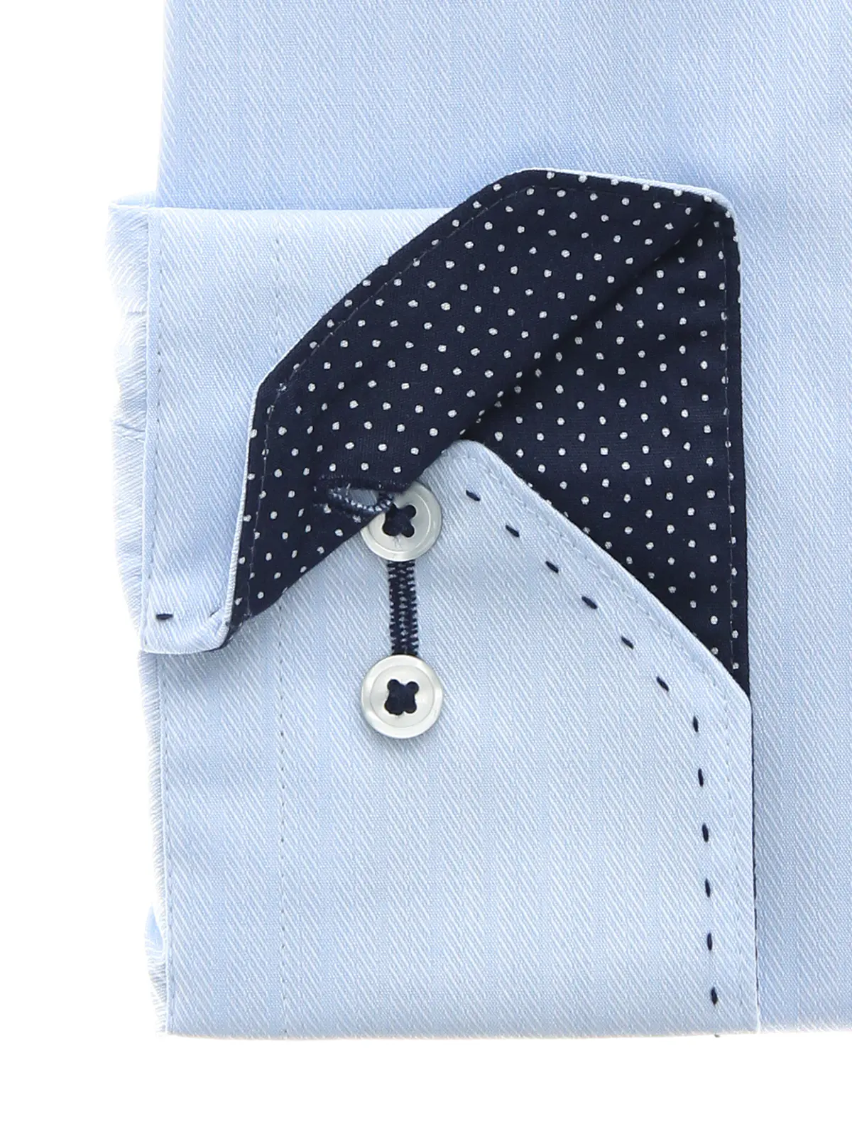 WEB限定／ワイシャツ／長袖／形態安定／ワイドカラー／BASIC／ドレスシャツ サックス S