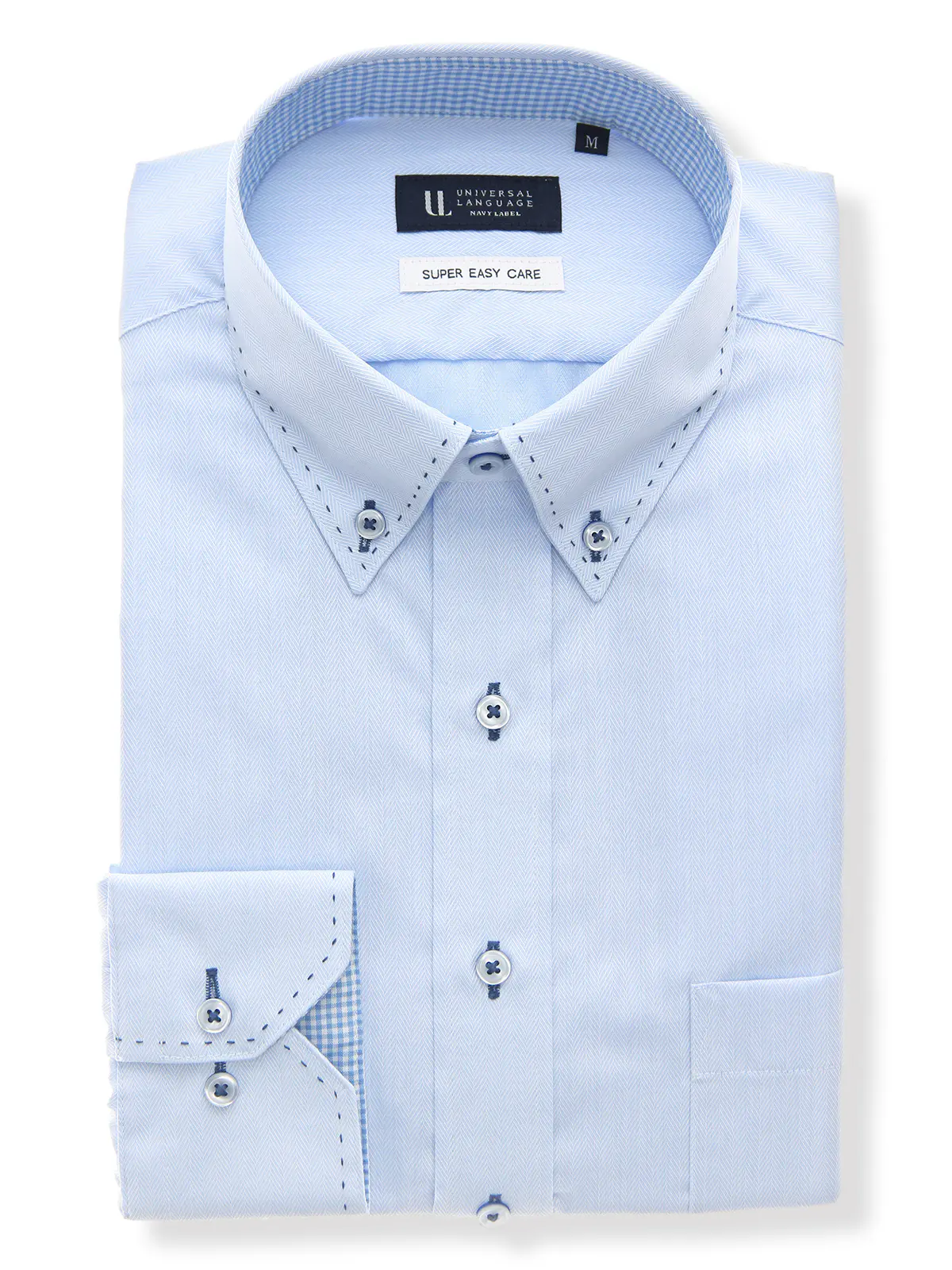 WEB限定／ワイシャツ／長袖／形態安定／ボタンダウンカラー／BASIC／ドレスシャツ サックス S