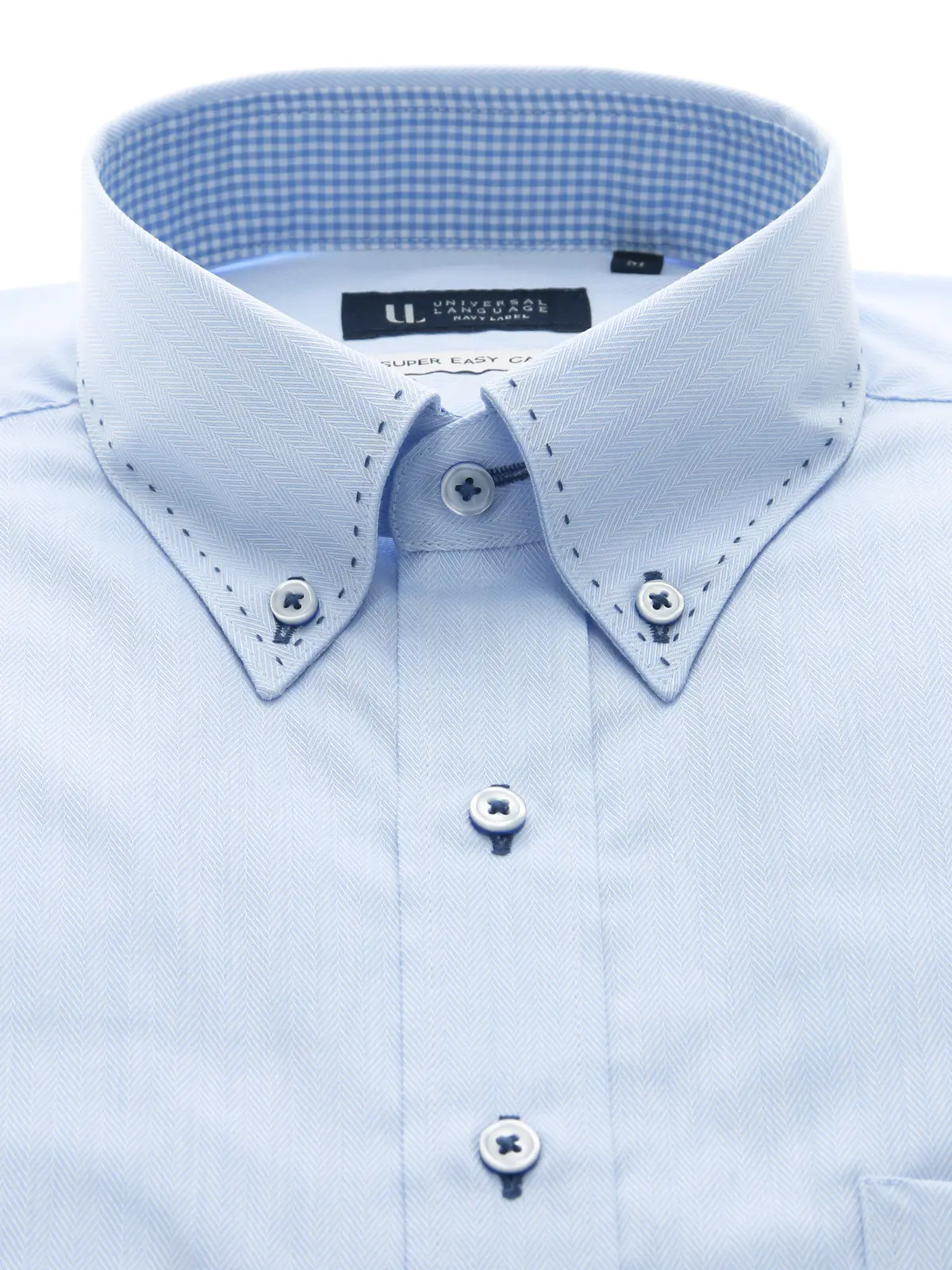 WEB限定／ワイシャツ／長袖／形態安定／ボタンダウンカラー／BASIC／ドレスシャツ サックス S