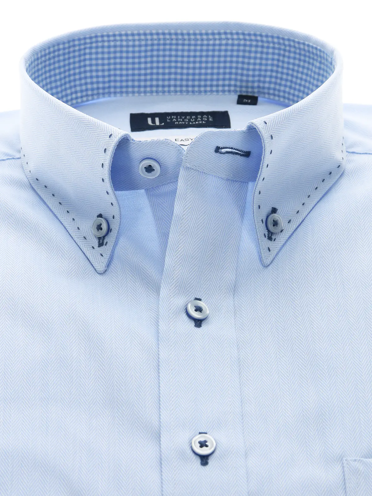 WEB限定／ワイシャツ／長袖／形態安定／ボタンダウンカラー／BASIC／ドレスシャツ サックス S