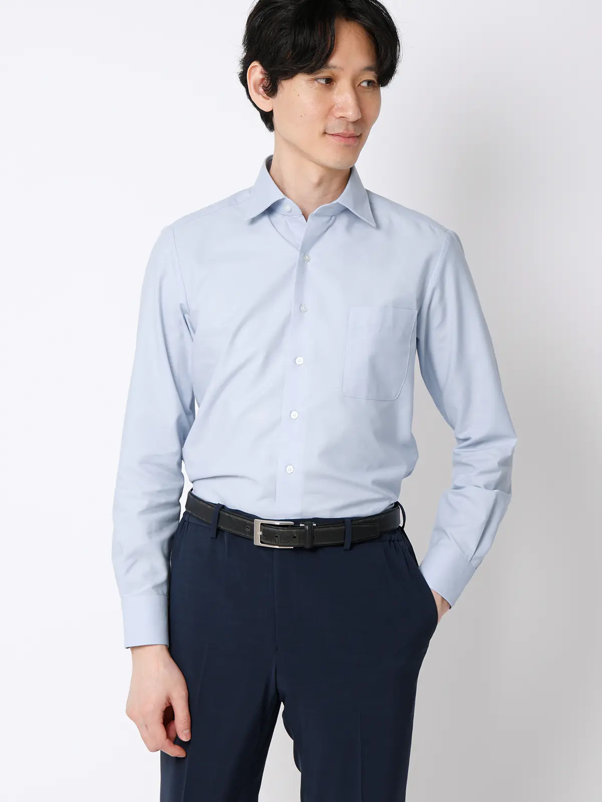 WEB限定／ワイシャツ／長袖／形態安定／ワイドカラー／無地／BASIC／ドレスシャツ／3点セット その他 S