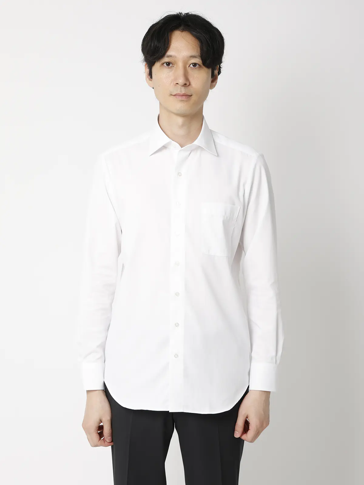 WEB限定／ワイシャツ／長袖／形態安定／ワイドカラー／無地／BASIC／ドレスシャツ／3点セット その他 S