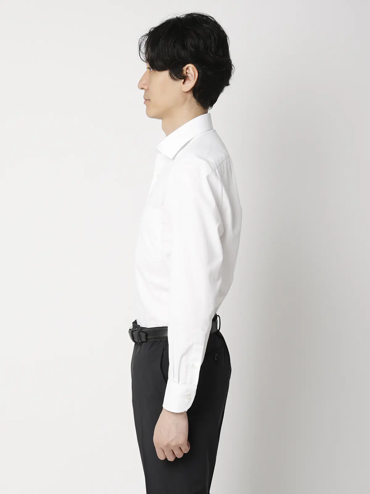 WEB限定／ワイシャツ／長袖／形態安定／ワイドカラー／無地／BASIC／ドレスシャツ／3点セット その他 S