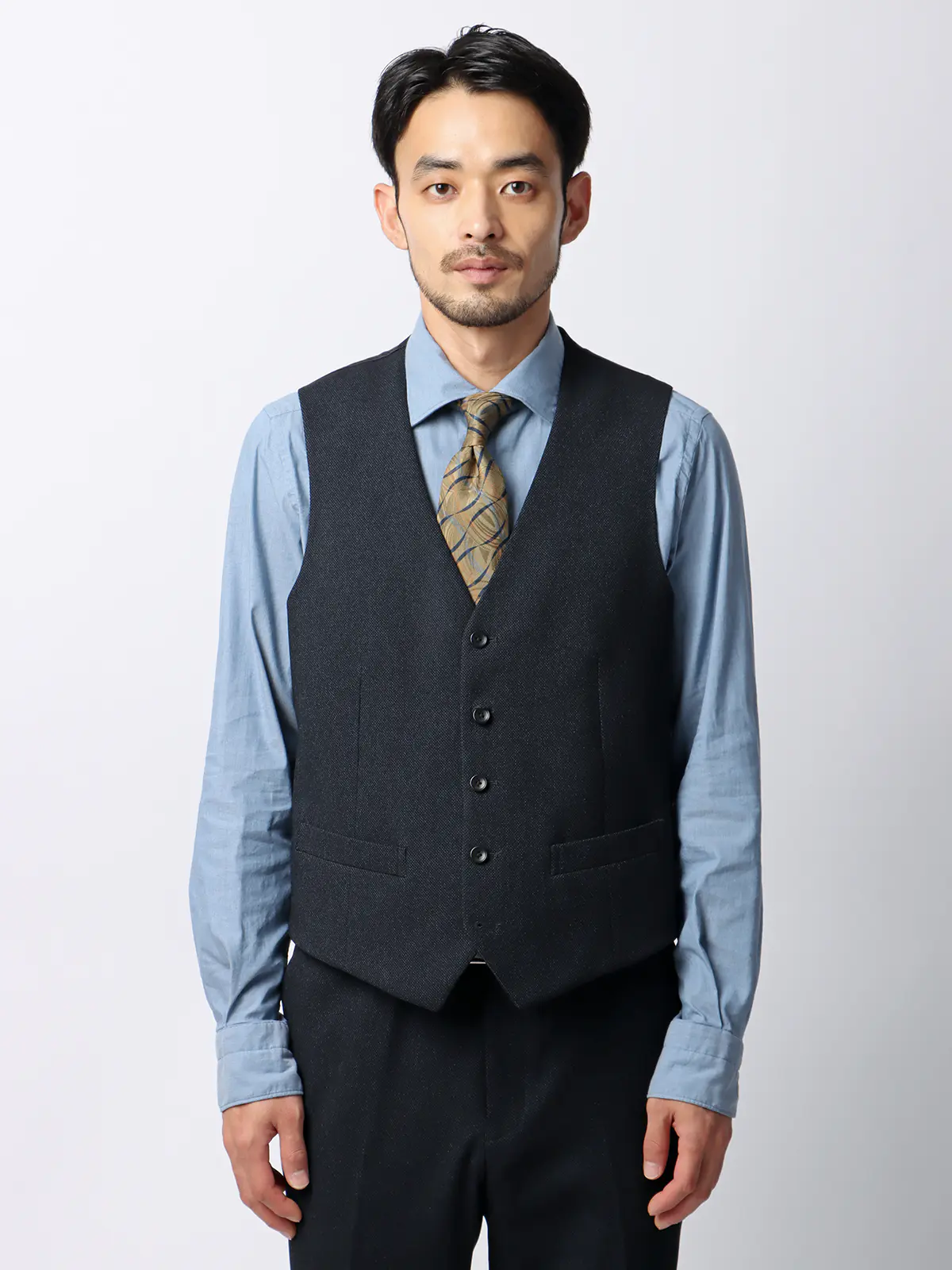 スマみえジレ／ウォッシャブル／ストレッチ／防シワ／CROSS MOVA／バーズアイ／SLV01 ネイビー S