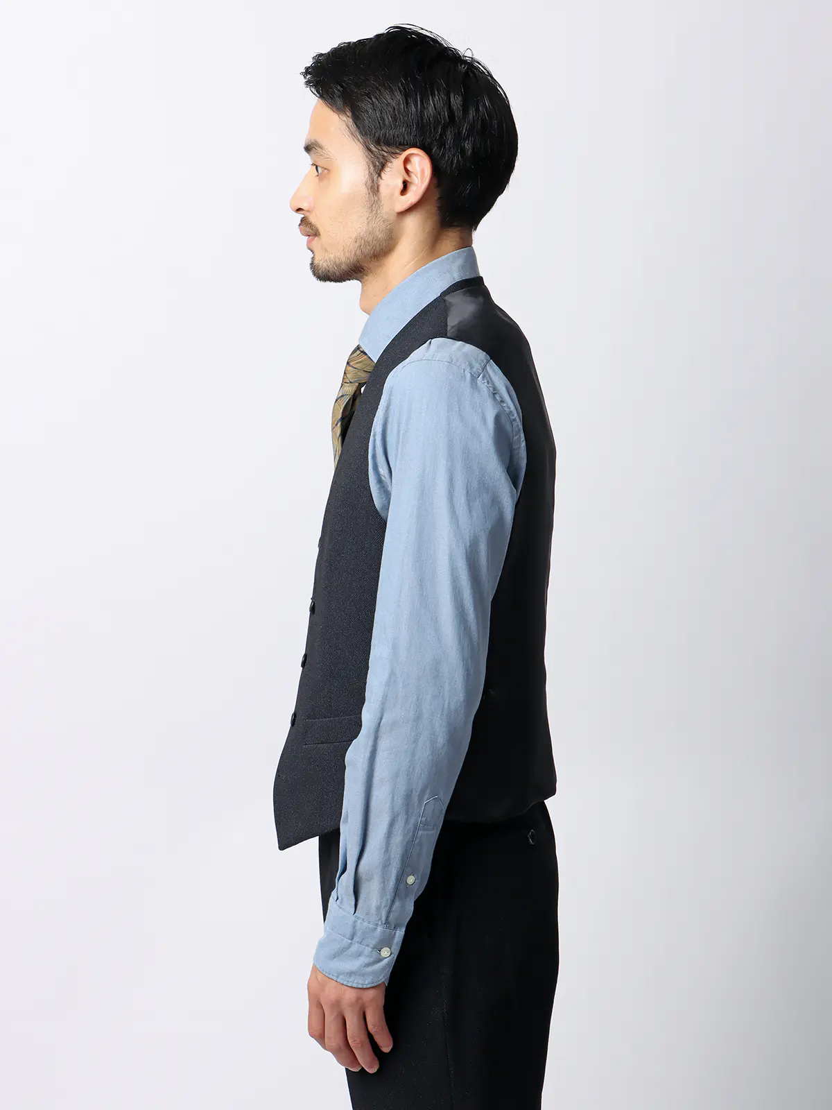 スマみえジレ／ウォッシャブル／ストレッチ／防シワ／CROSS MOVA／バーズアイ／SLV01 ネイビー S