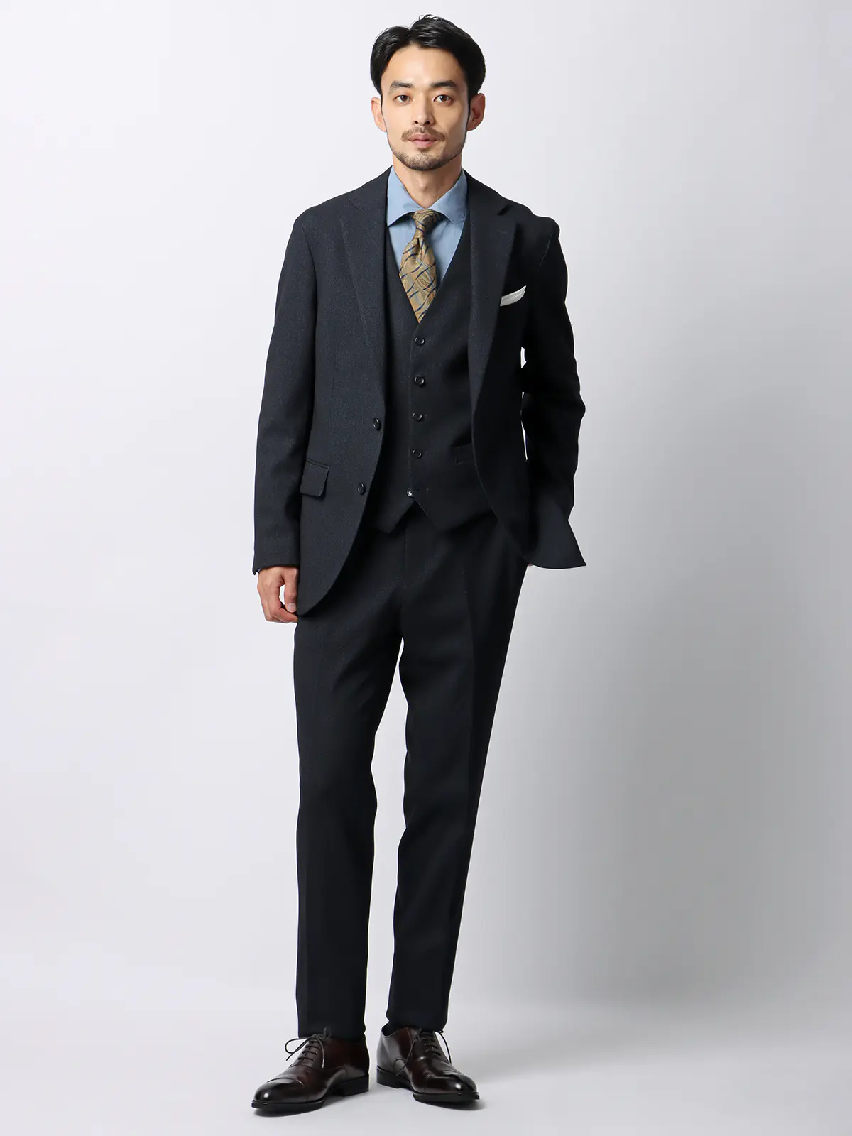 スマみえジレ／ウォッシャブル／ストレッチ／防シワ／CROSS MOVA／バーズアイ／SLV01 ネイビー S