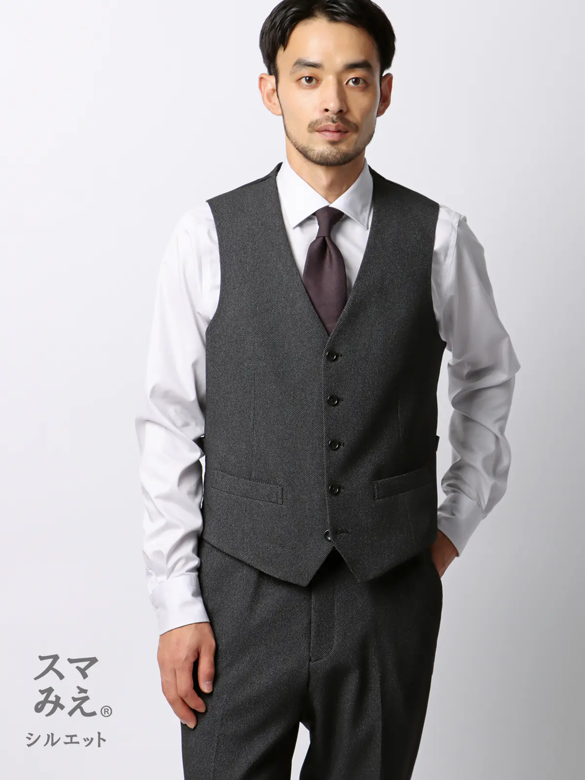 スマみえジレ／ウォッシャブル／ストレッチ／防シワ／CROSS MOVA／バーズアイ／SLV01 グレー S