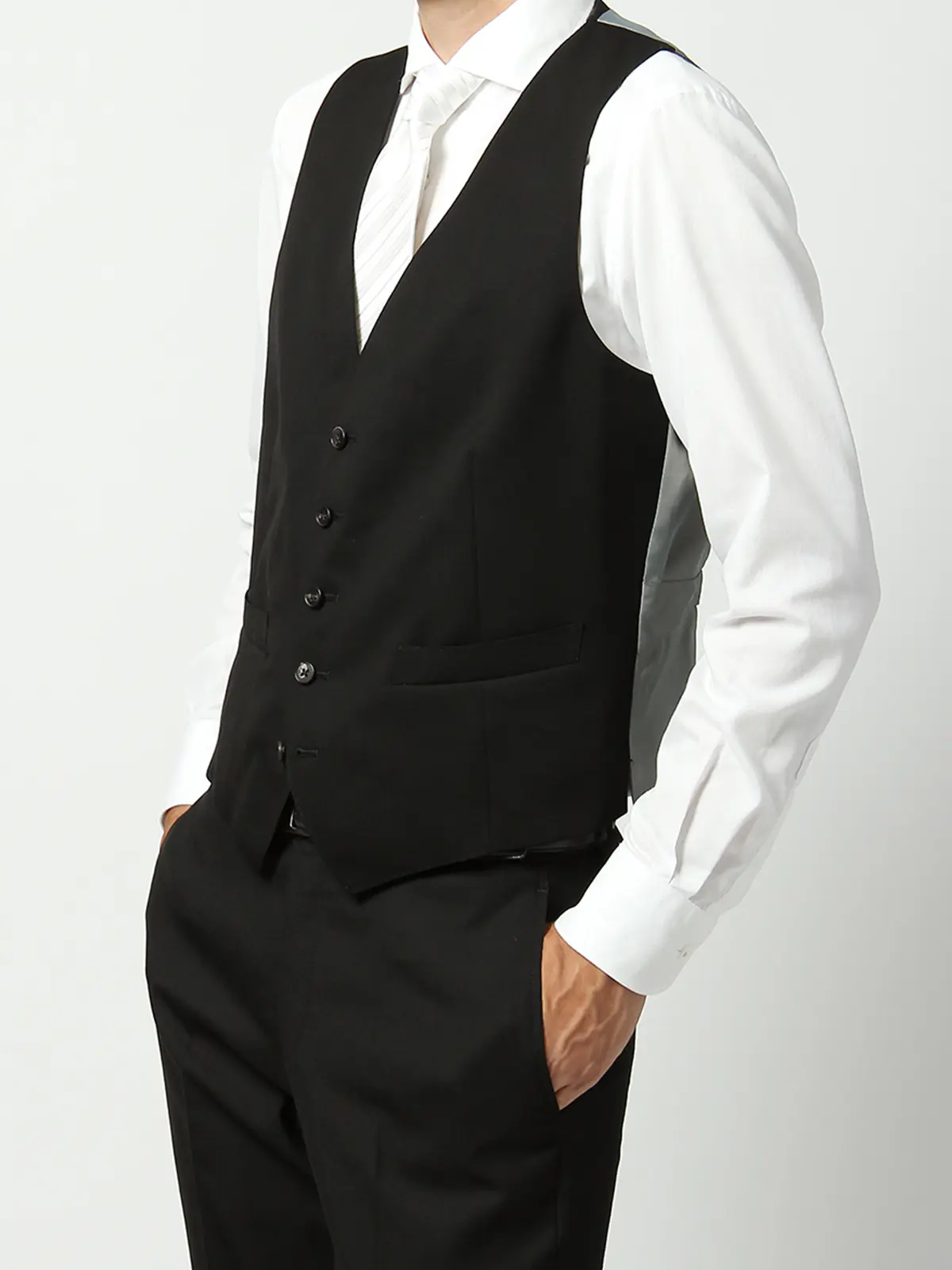 ジレ／フォーマル／ULTRA BLACK／SUPER100'sウール ブラック S