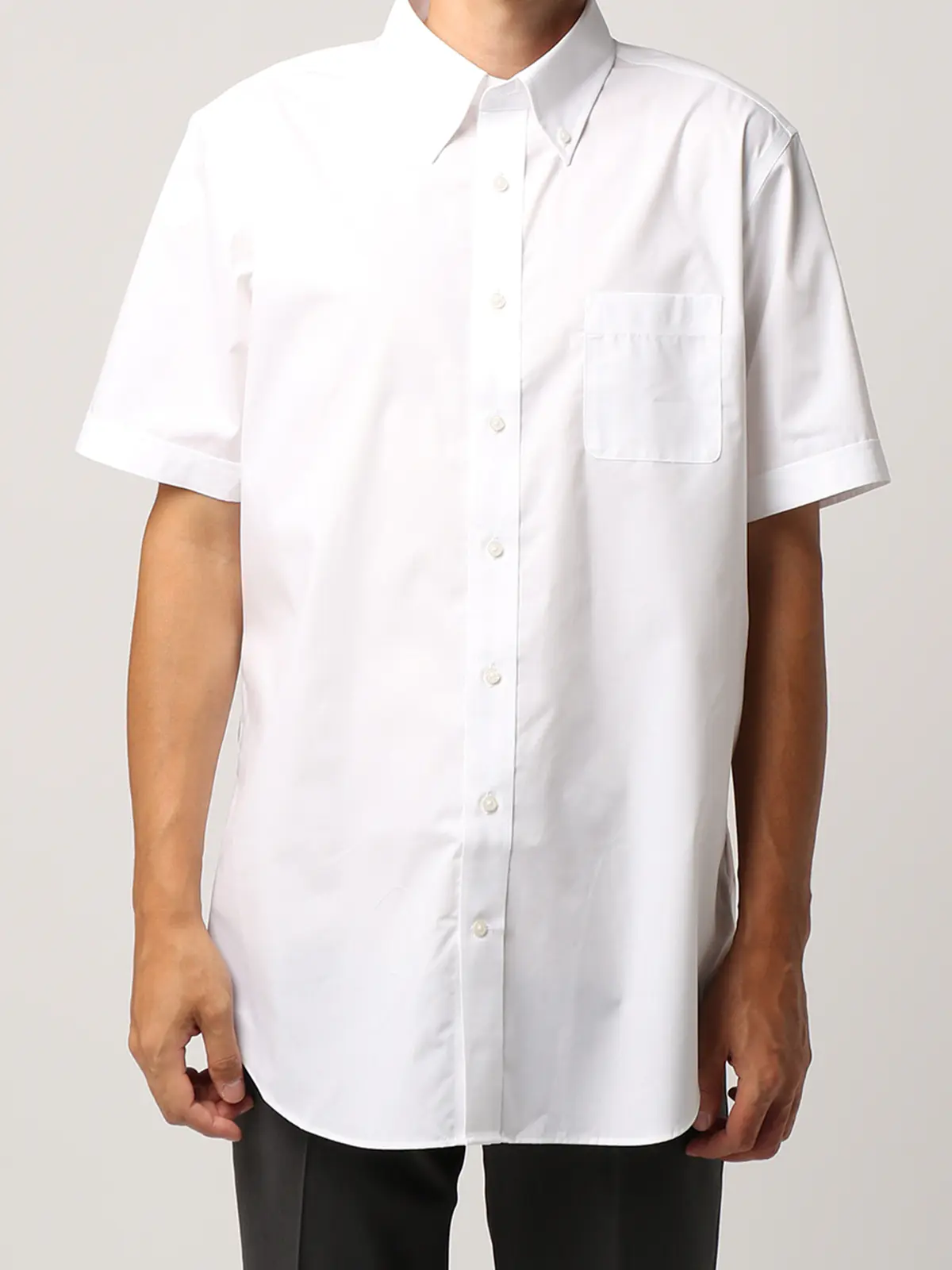 【訳アリ商品】ワイシャツ/半袖/形態安定/ボタンダウンカラー/無地/BASIC/ドレスシャツ ホワイト S