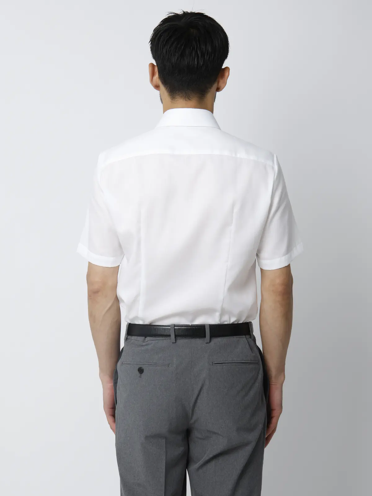 WEB限定/ワイシャツ/半袖/形態安定/ホリゾンタルカラー/織柄/FIT/ドレスシャツ ホワイト M
