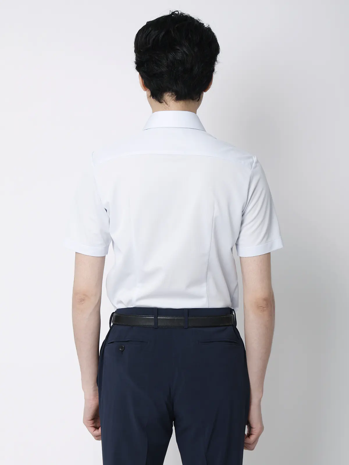 涼しい最高シャツ/ワイシャツ/半袖/ノンアイロンジャージー/ホリゾンタルカラー/FIT/ドレスシャツ サックス S