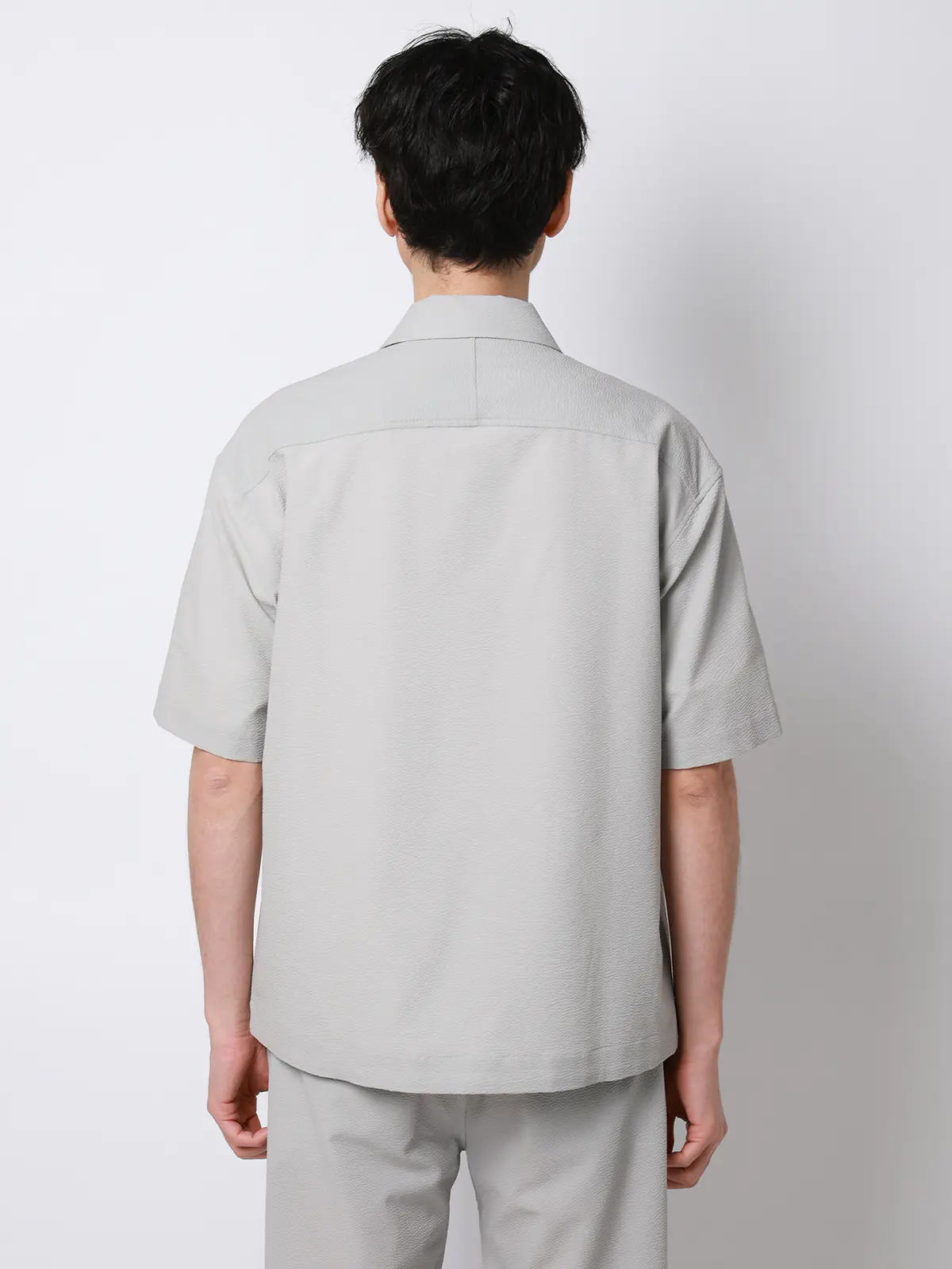 FLAT/ユーティリティーシャツ/半袖/ウォッシャブル/ストレッチ/ドライシアサッカー/無地 ライトグレー S