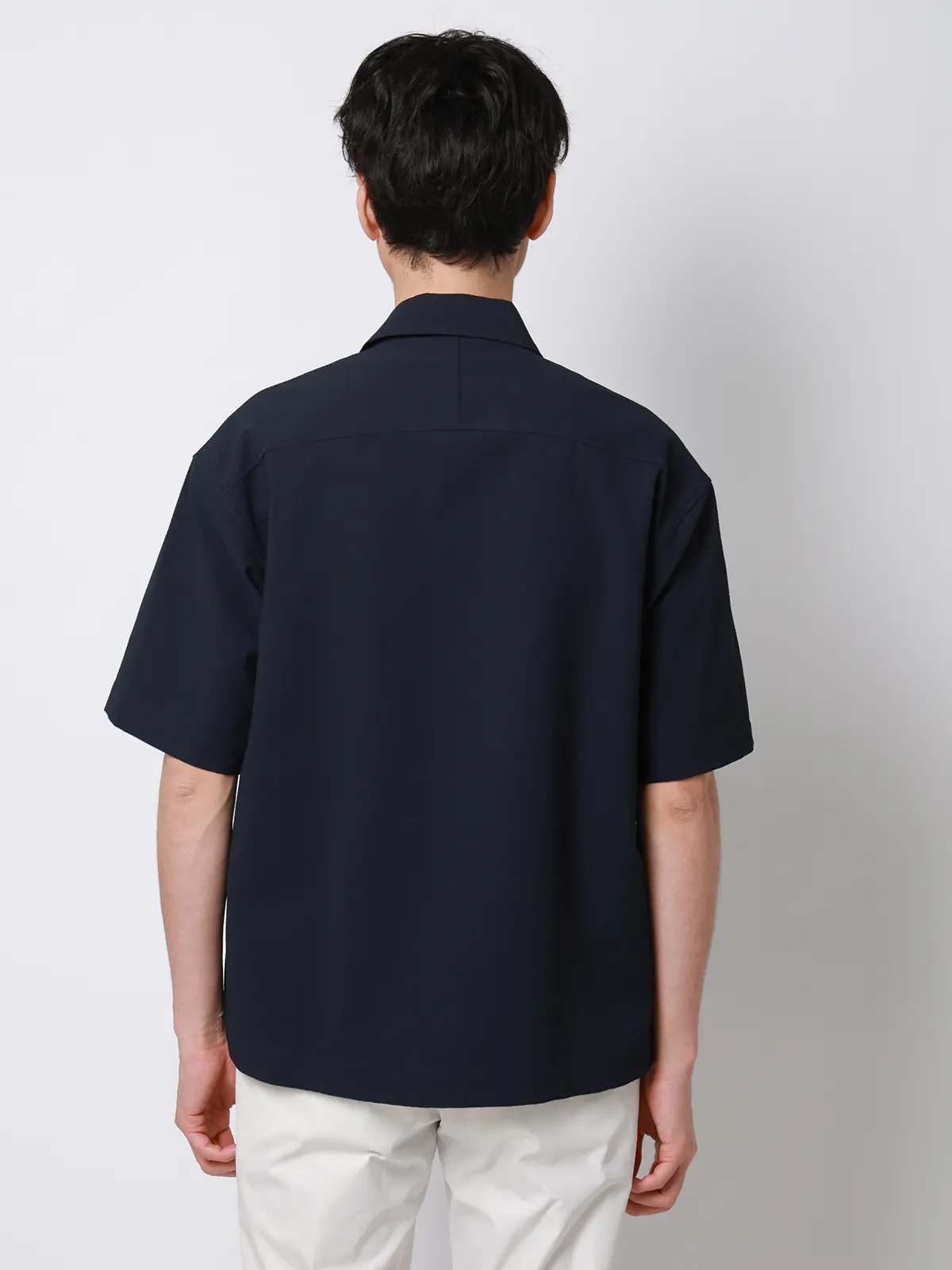 FLAT/ユーティリティーシャツ/半袖/ウォッシャブル/ストレッチ/ドライシアサッカー/無地 ネイビー S