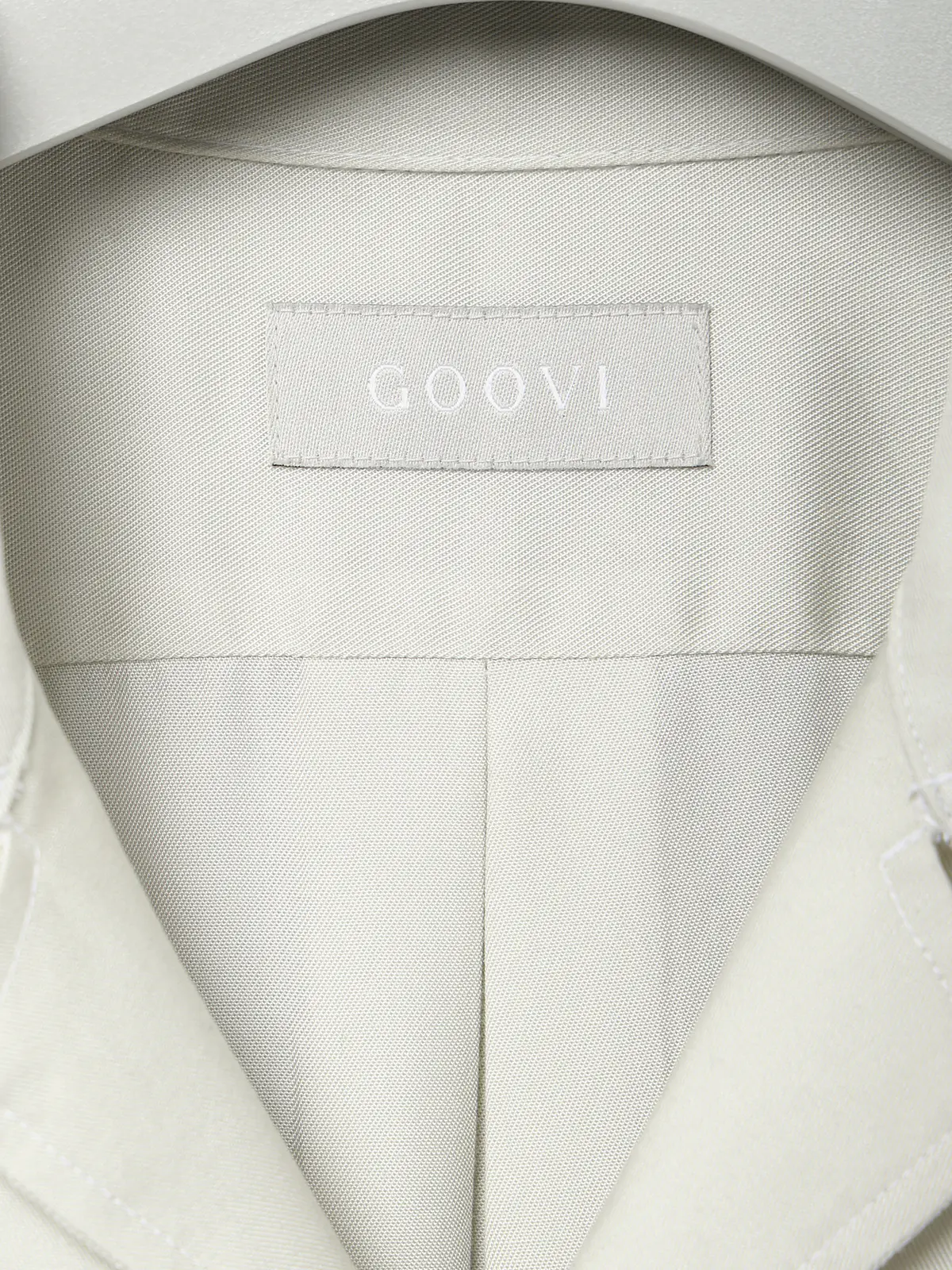 GOOVI/オープンカラーシャツ/長袖/ウォッシャブル/リヨセルギャバジン/無地 クリーム 1