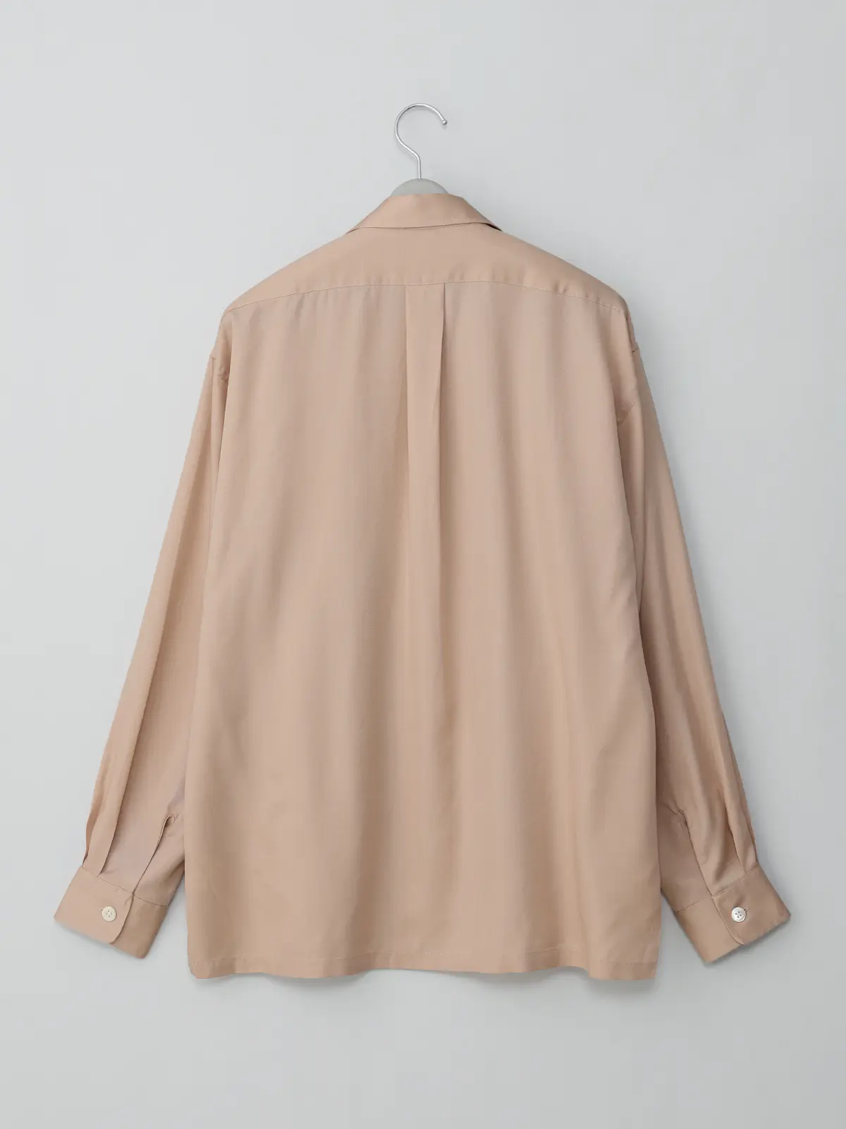 GOOVI／オープンカラーシャツ／長袖／ウォッシャブル／リヨセルギャバジン／無地 ピンク 1