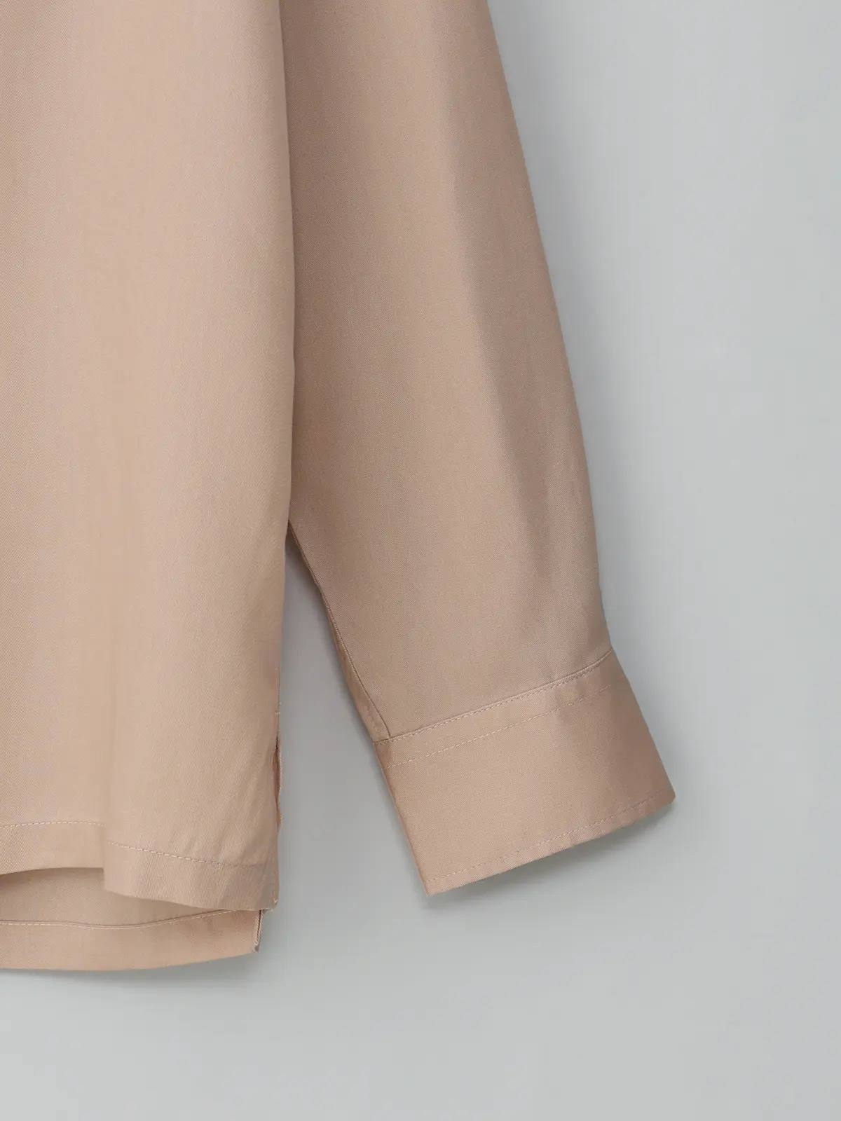 GOOVI／オープンカラーシャツ／長袖／ウォッシャブル／リヨセルギャバジン／無地 ピンク 1