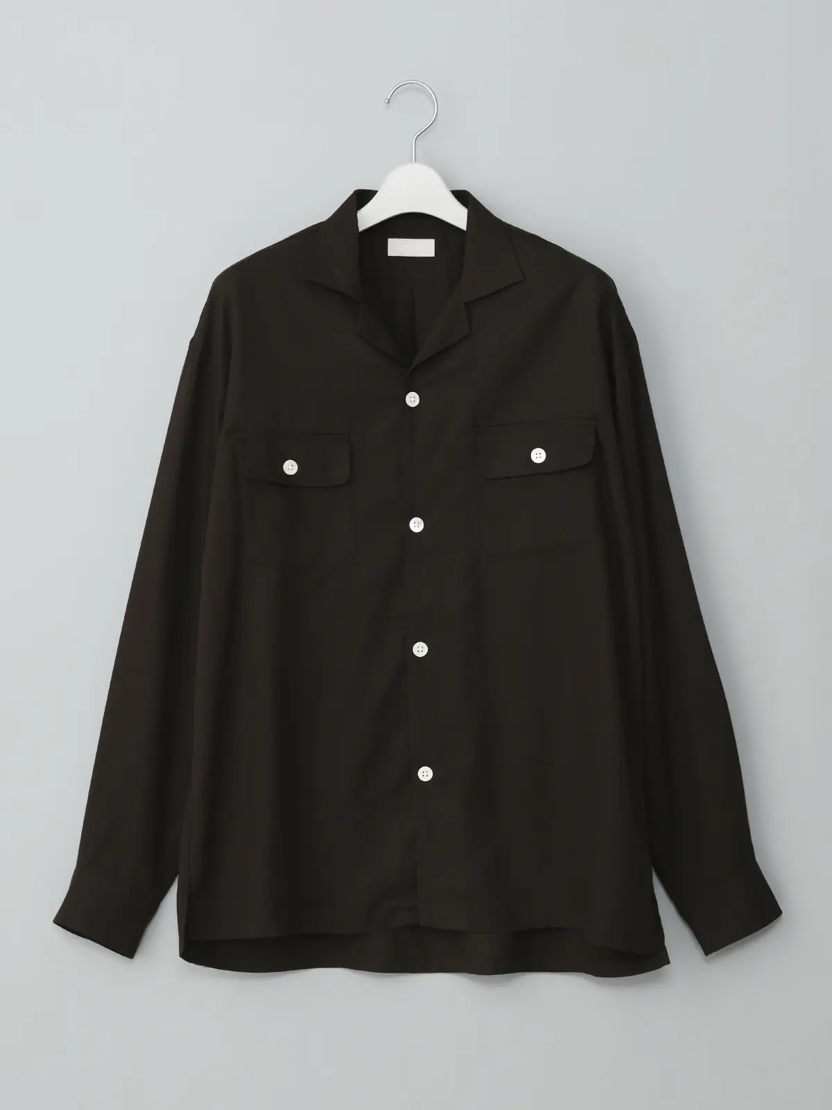 GOOVI／オープンカラーシャツ／長袖／ウォッシャブル／リヨセルギャバジン／無地 ブラック 1