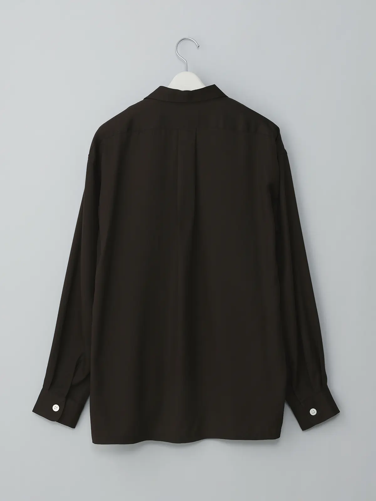 GOOVI／オープンカラーシャツ／長袖／ウォッシャブル／リヨセルギャバジン／無地 ブラック 1