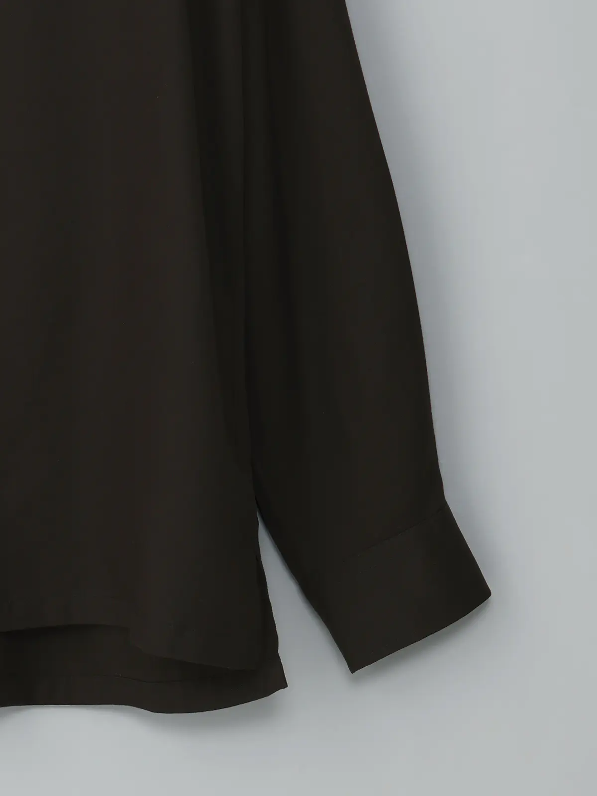 GOOVI／オープンカラーシャツ／長袖／ウォッシャブル／リヨセルギャバジン／無地 ブラック 1