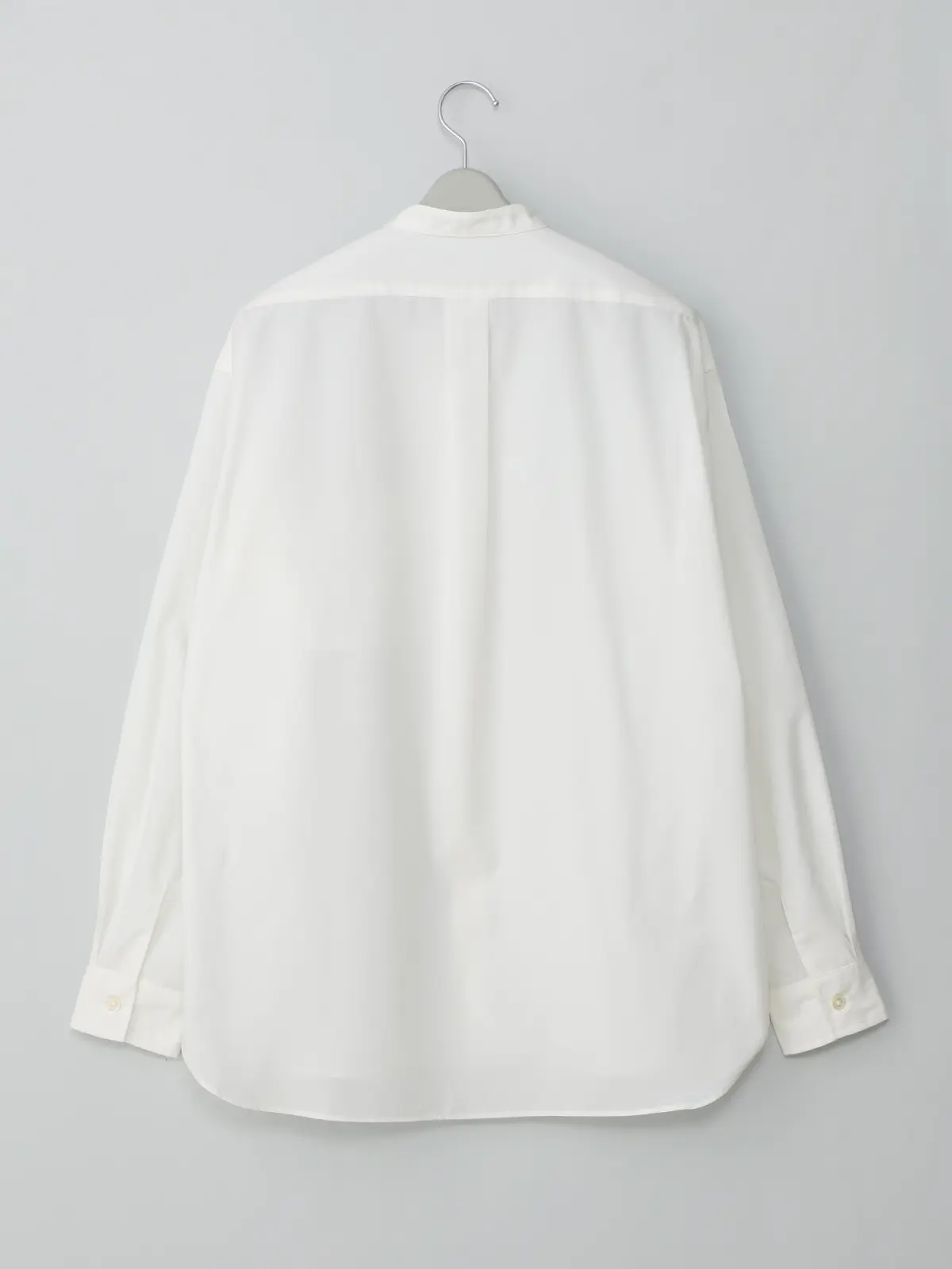 GOOVI／バンドカラーシャツ／長袖／ウォッシャブル／ポリエステルコットンブロード／無地 ホワイト 1