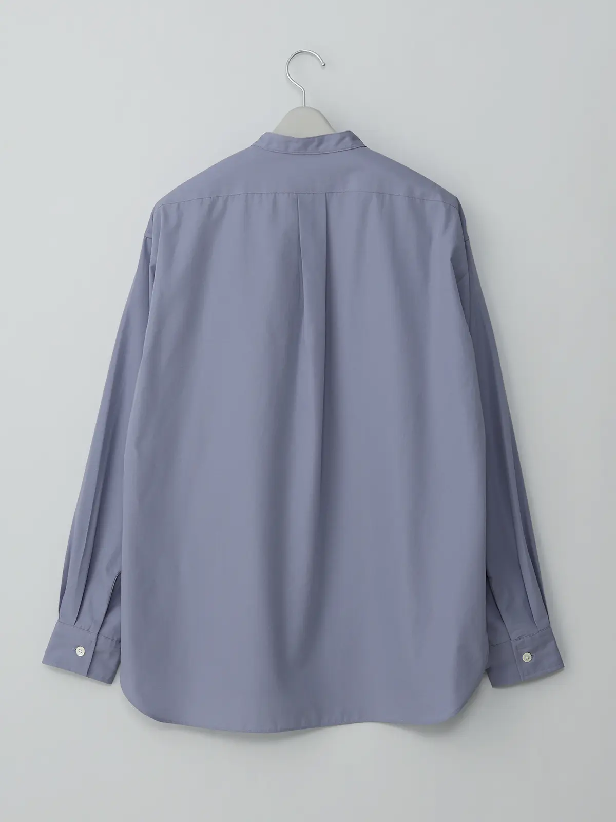 GOOVI／バンドカラーシャツ／長袖／ウォッシャブル／ポリエステルコットンブロード／無地 ブルー 1