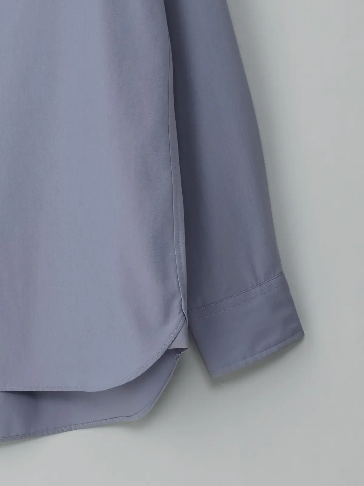 GOOVI／バンドカラーシャツ／長袖／ウォッシャブル／ポリエステルコットンブロード／無地 ブルー 1