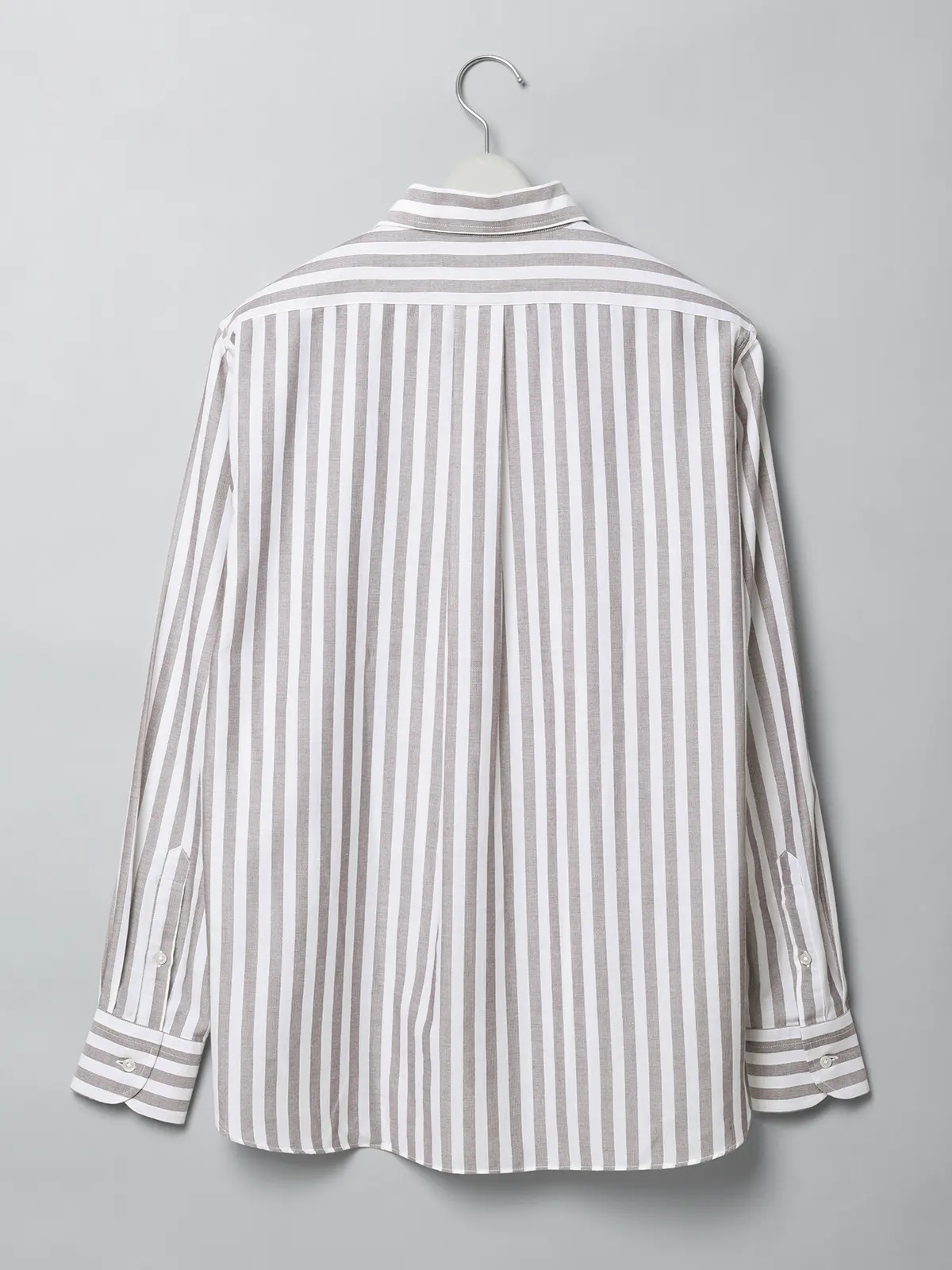 GOOVI／ワンピースカラーシャツ／長袖／ICE COTTON／ストライプ ブラウン 1
