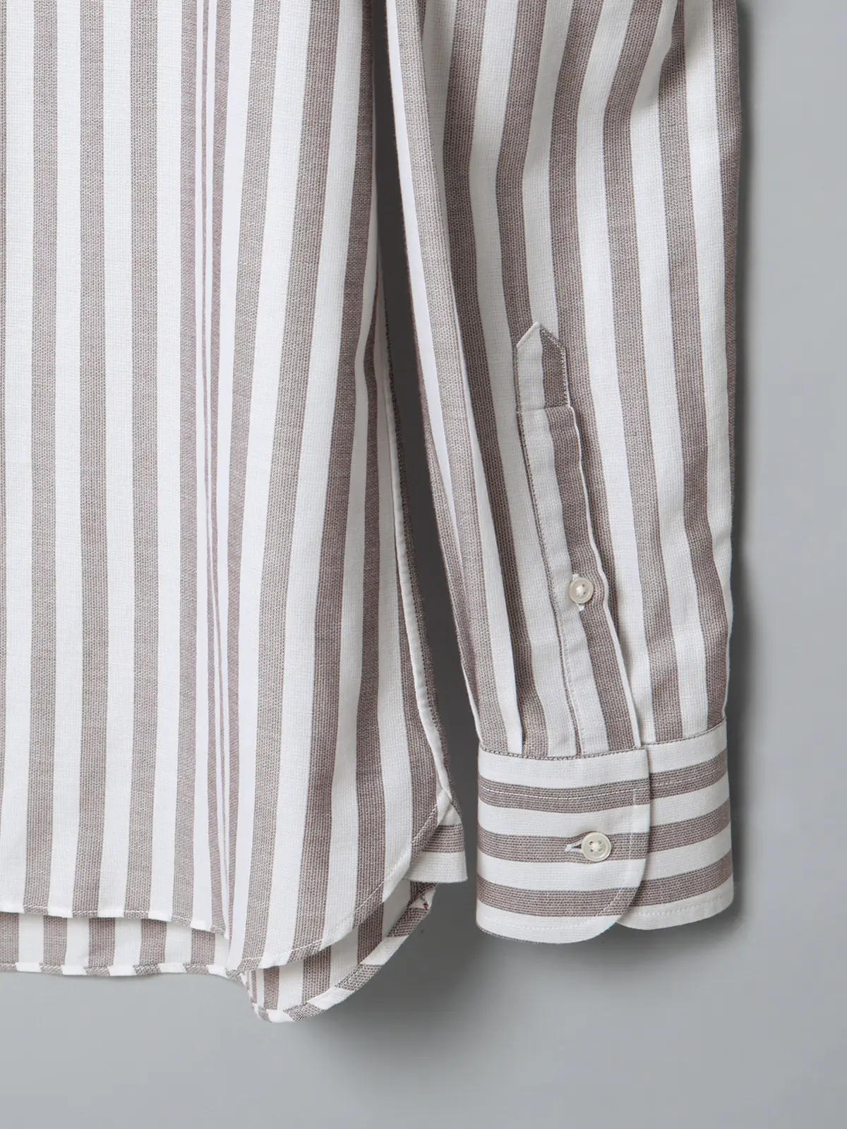 GOOVI／ワンピースカラーシャツ／長袖／ICE COTTON／ストライプ ブラウン 1