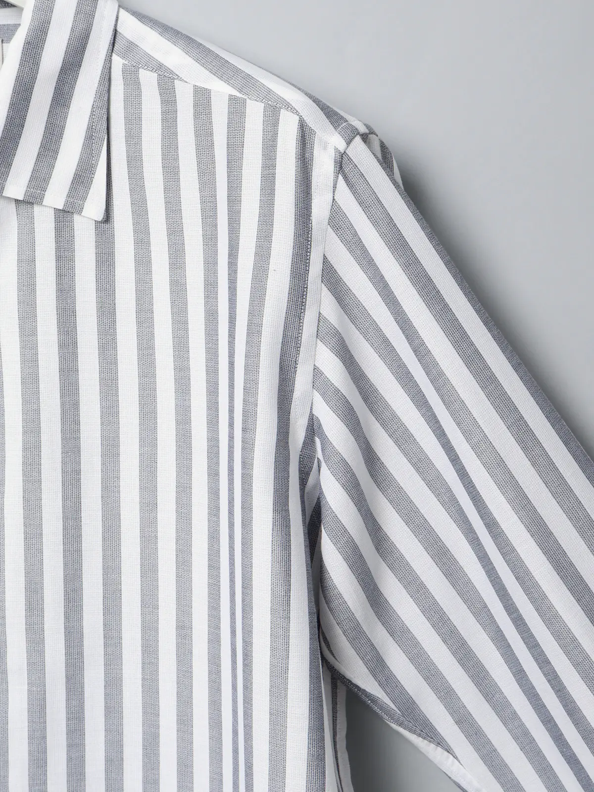 GOOVI／ワンピースカラーシャツ／長袖／ICE COTTON／ストライプ ネイビー 1