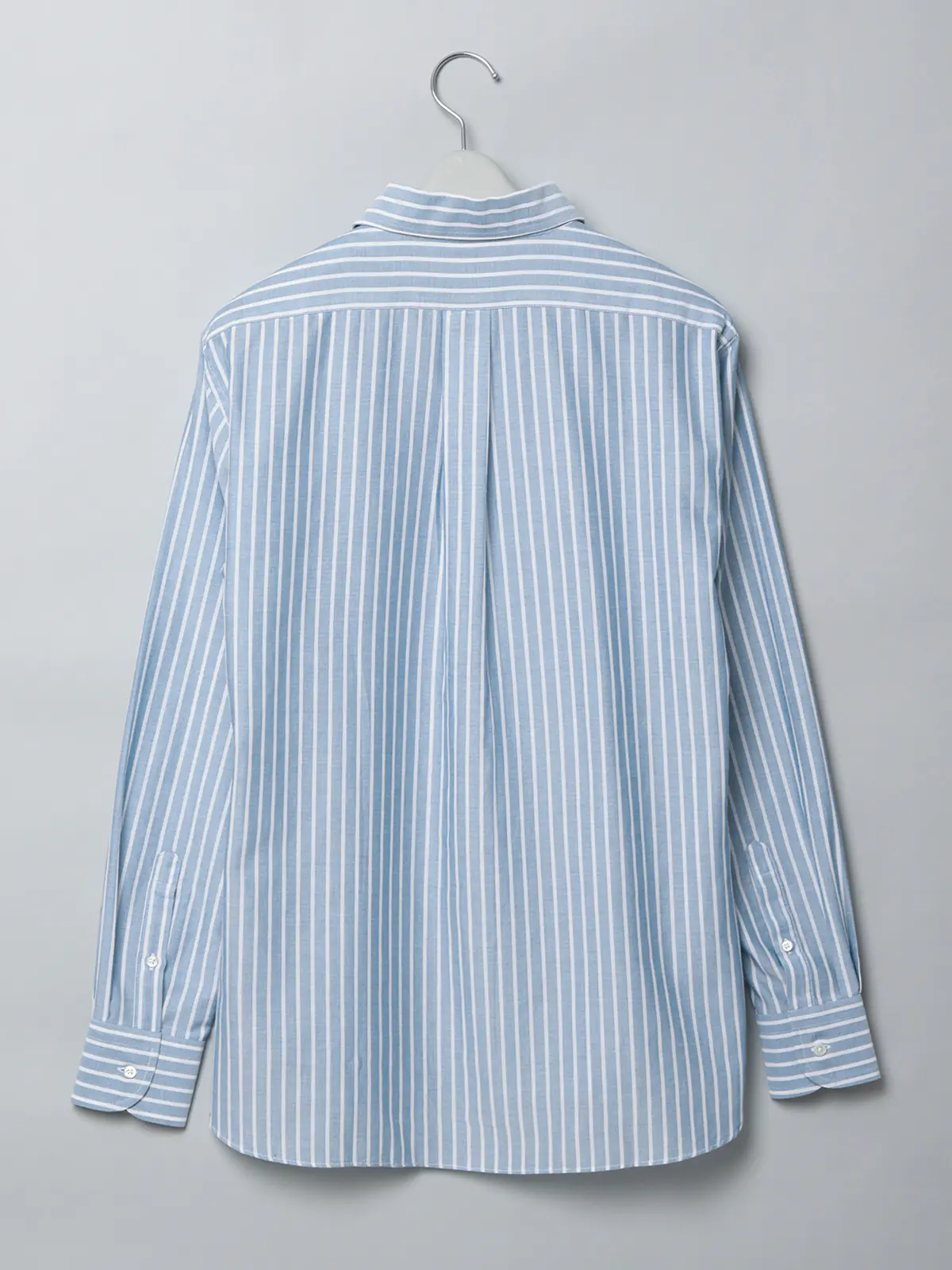 GOOVI／ワンピースカラーシャツ／長袖／ICE COTTON／ストライプ ブルー 1
