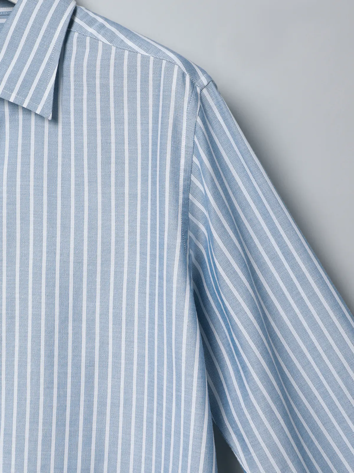 GOOVI／ワンピースカラーシャツ／長袖／ICE COTTON／ストライプ ブルー 1