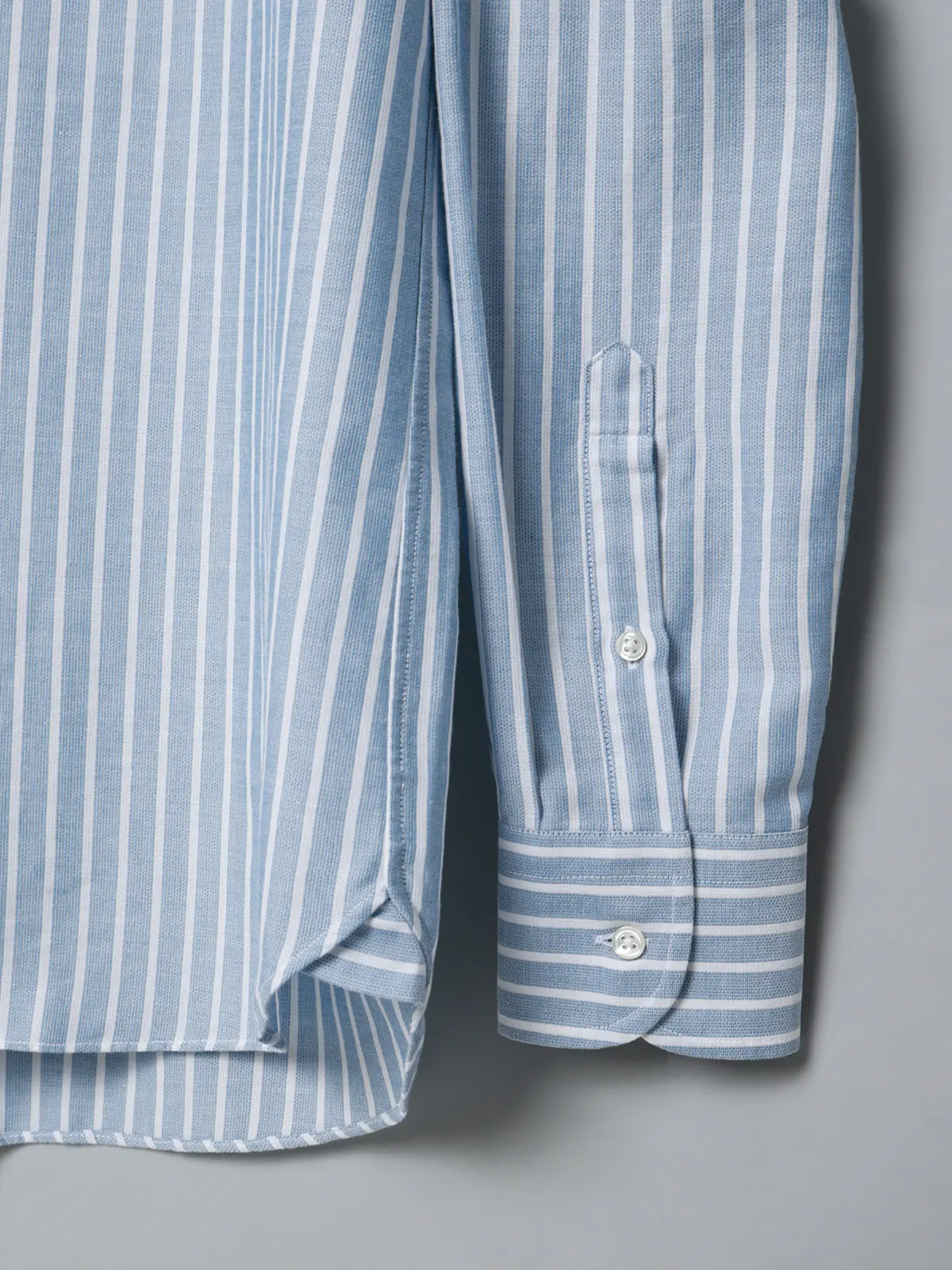 GOOVI／ワンピースカラーシャツ／長袖／ICE COTTON／ストライプ ブルー 1