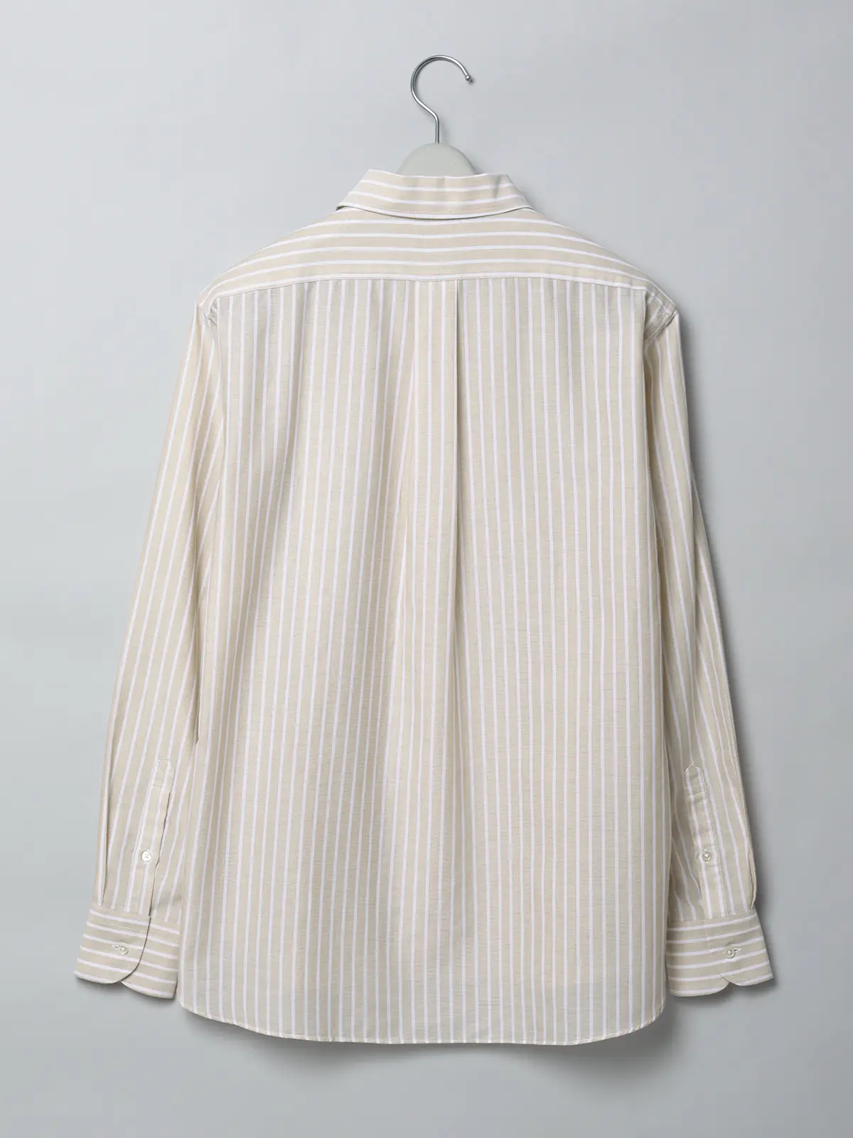 GOOVI／ワンピースカラーシャツ／長袖／ICE COTTON／ストライプ ベージュ 1