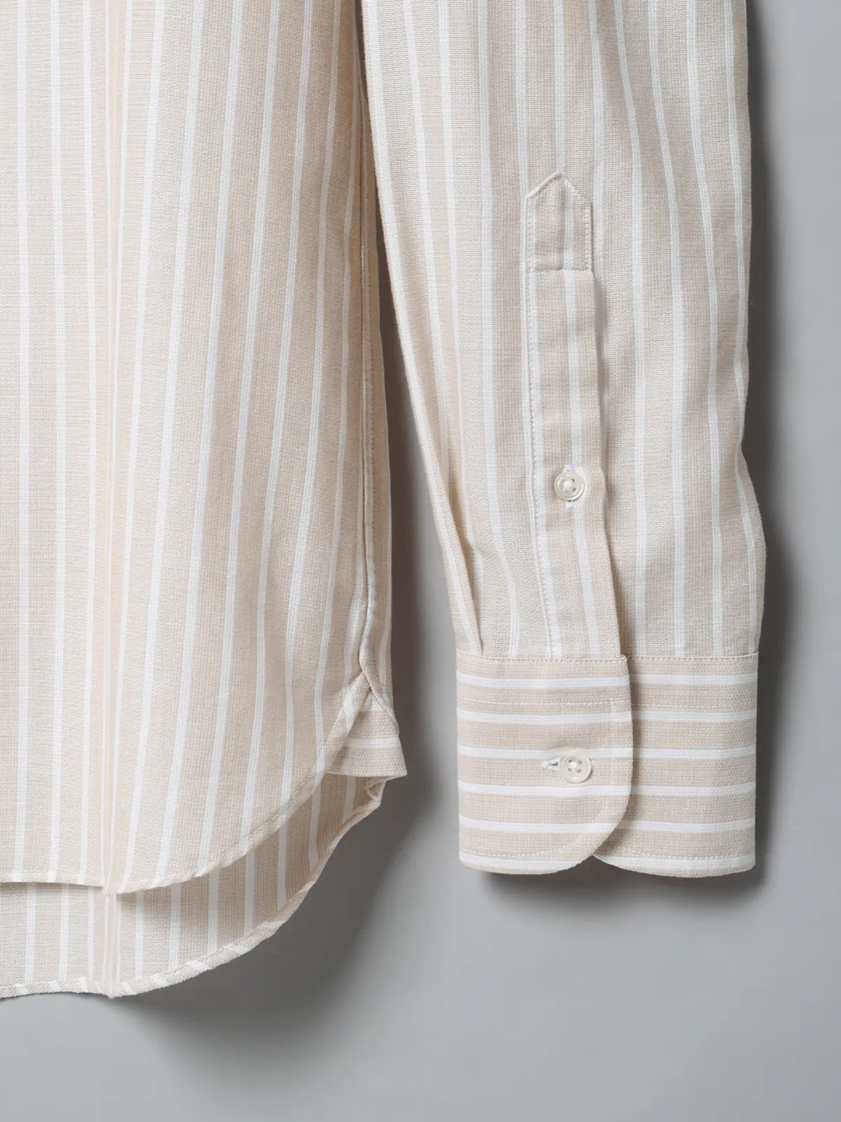 GOOVI／ワンピースカラーシャツ／長袖／ICE COTTON／ストライプ ベージュ 1