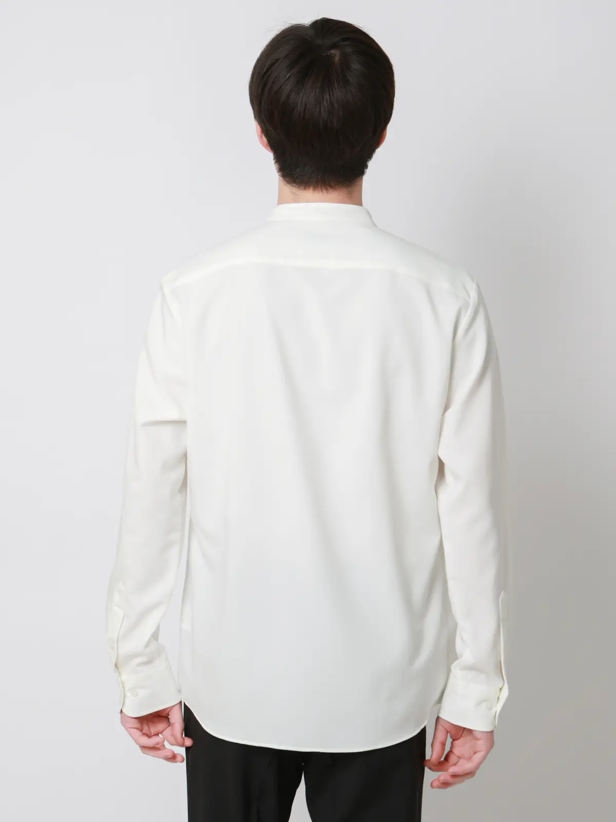 バンドカラーシャツ／長袖／ノンアイロン／ウォッシャブル／ストレッチ／速乾／トロピカル オフホワイト S