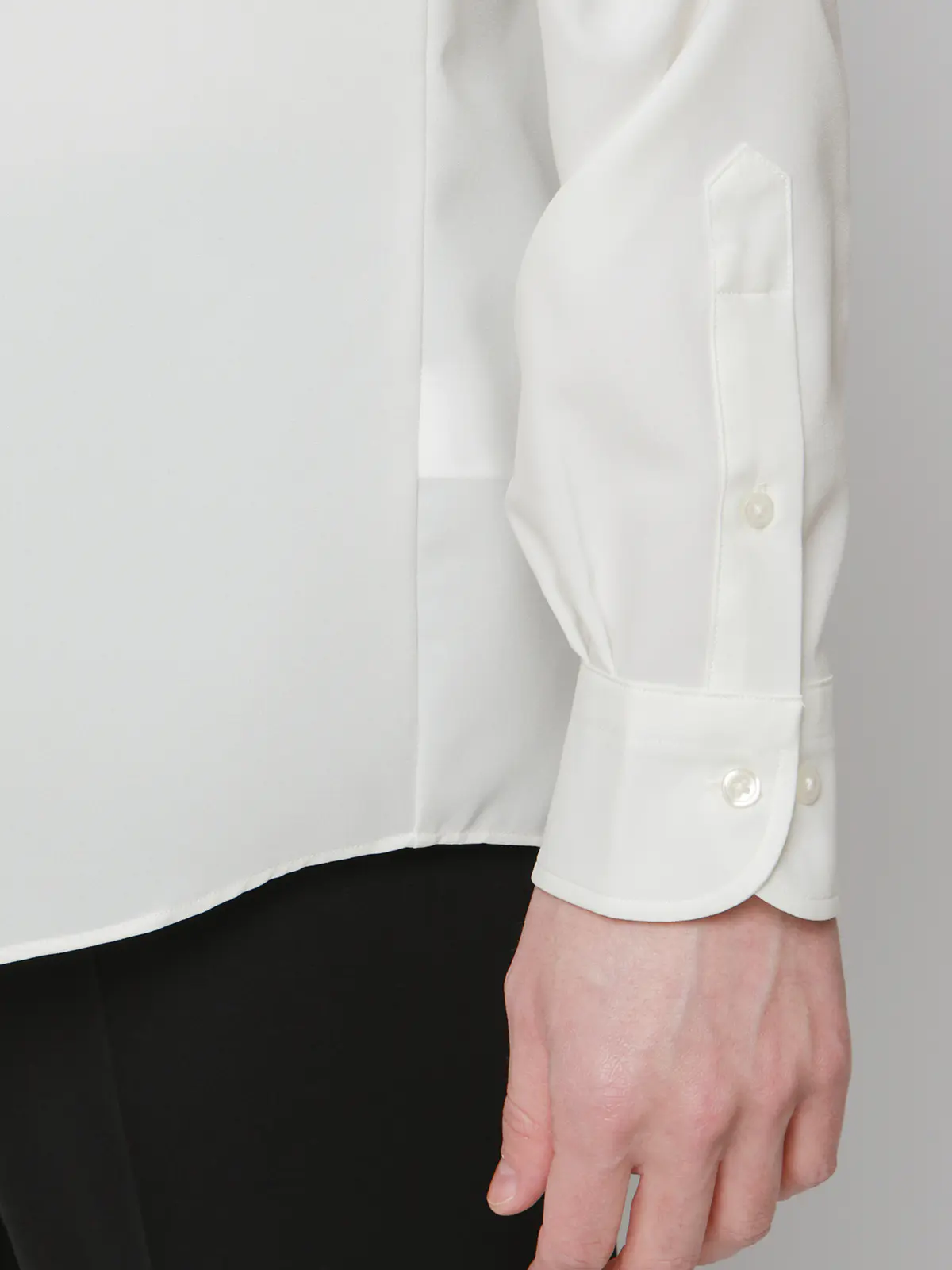 バンドカラーシャツ／長袖／ノンアイロン／ウォッシャブル／ストレッチ／速乾／トロピカル オフホワイト S