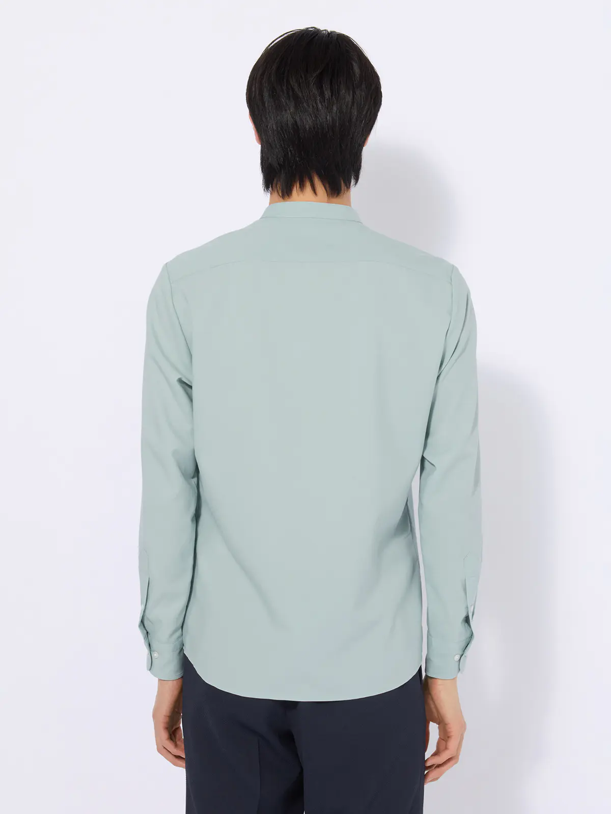 バンドカラーシャツ／長袖／ノンアイロン／ウォッシャブル／ストレッチ／速乾／トロピカル ミント S