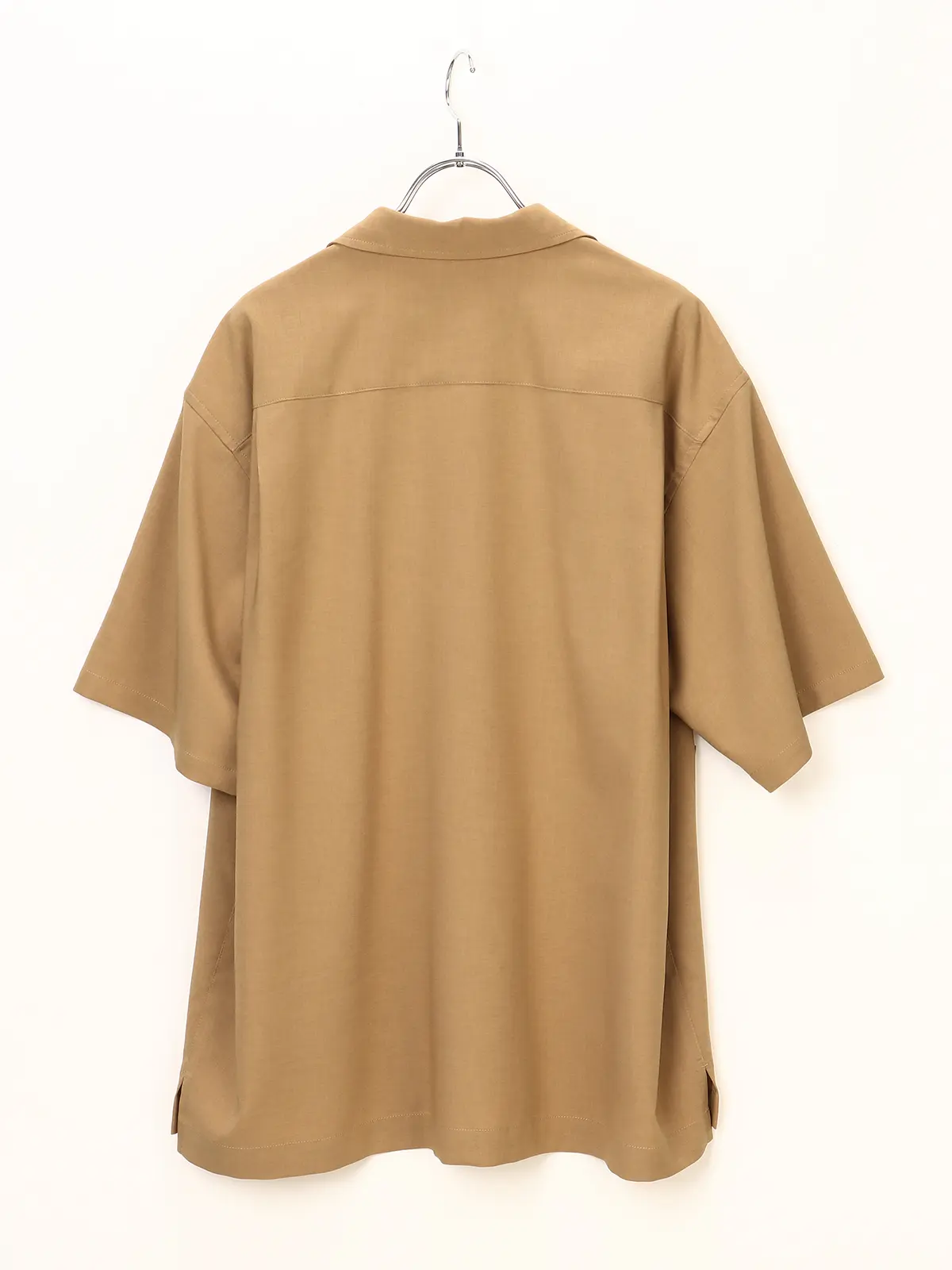 【訳アリ商品】RAXA/オープンカラーアウターシャツ/ハンドウォッシュ/ストレッチ/リネンライク ベージュ S